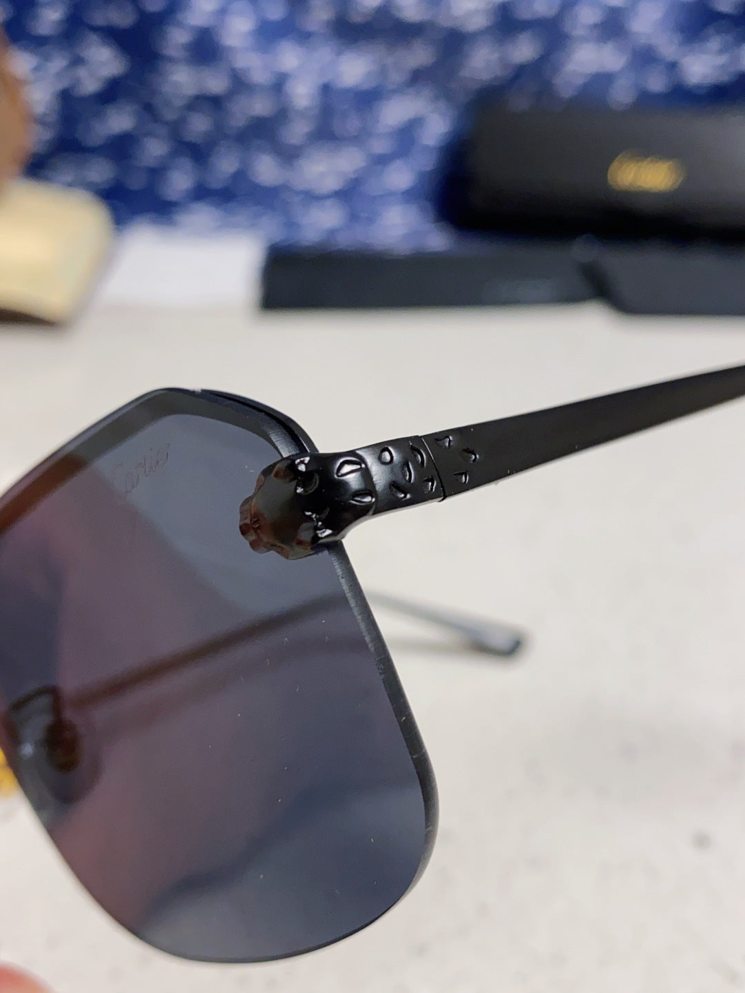 Cartier Metal Square Black Lens Sunglasses for Men & Women - 399010 - detail image 7