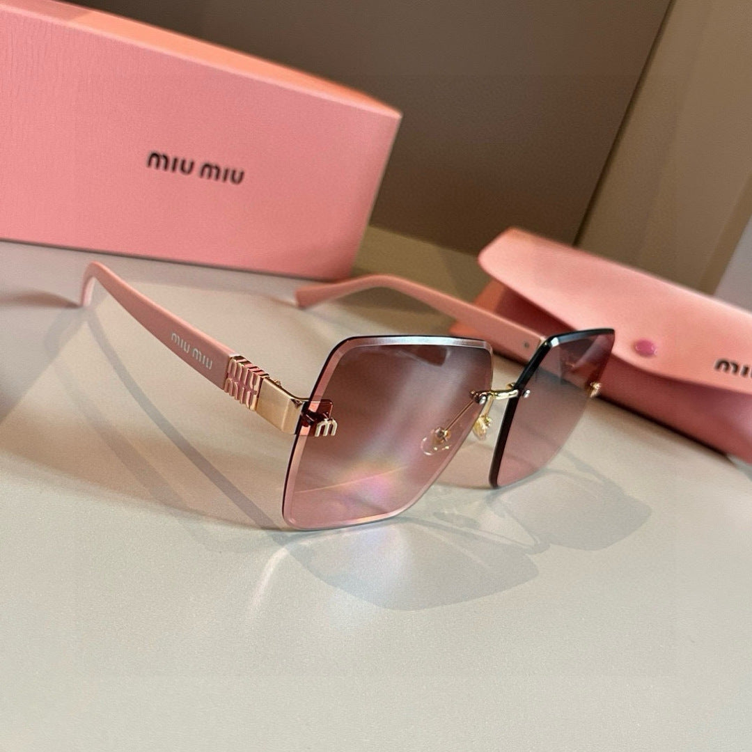 Miu Miu Lightweight Rimless Red Lens Sunglasses for Women - 432648