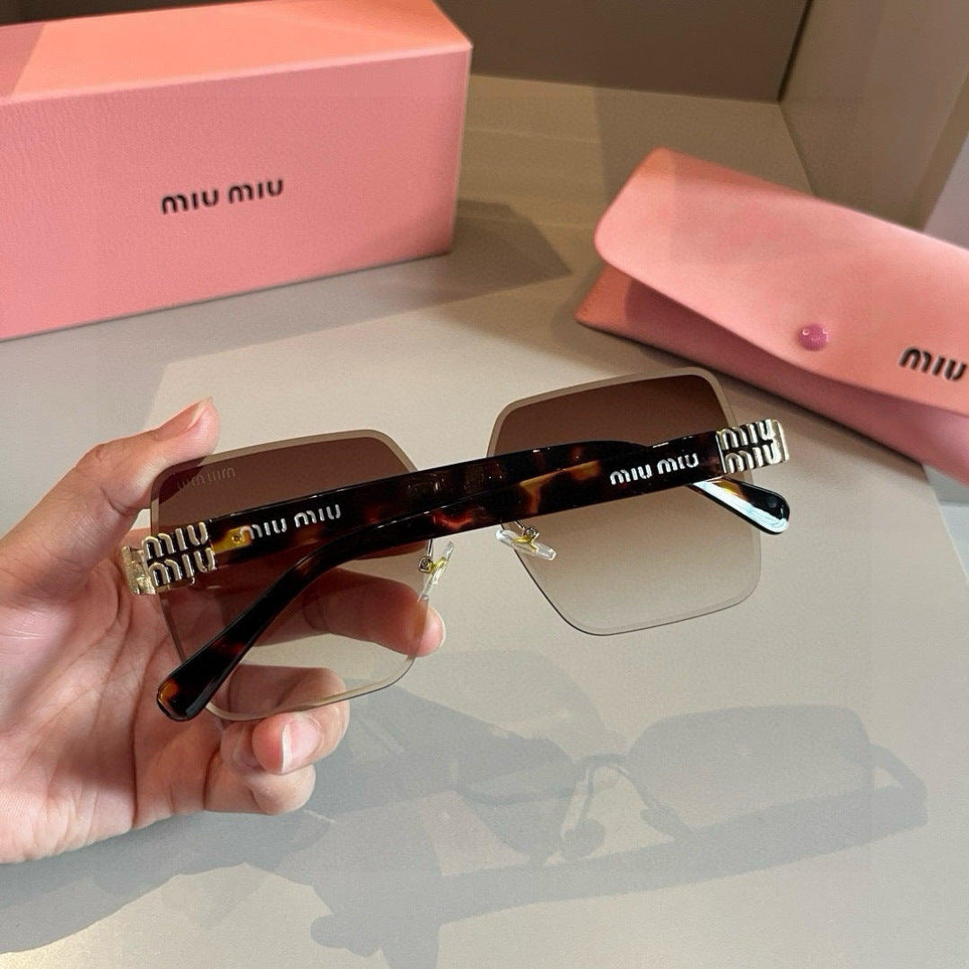 Miu Miu Lightweight Rimless Brown Lens Sunglasses for Women - 432650 - detail image 5