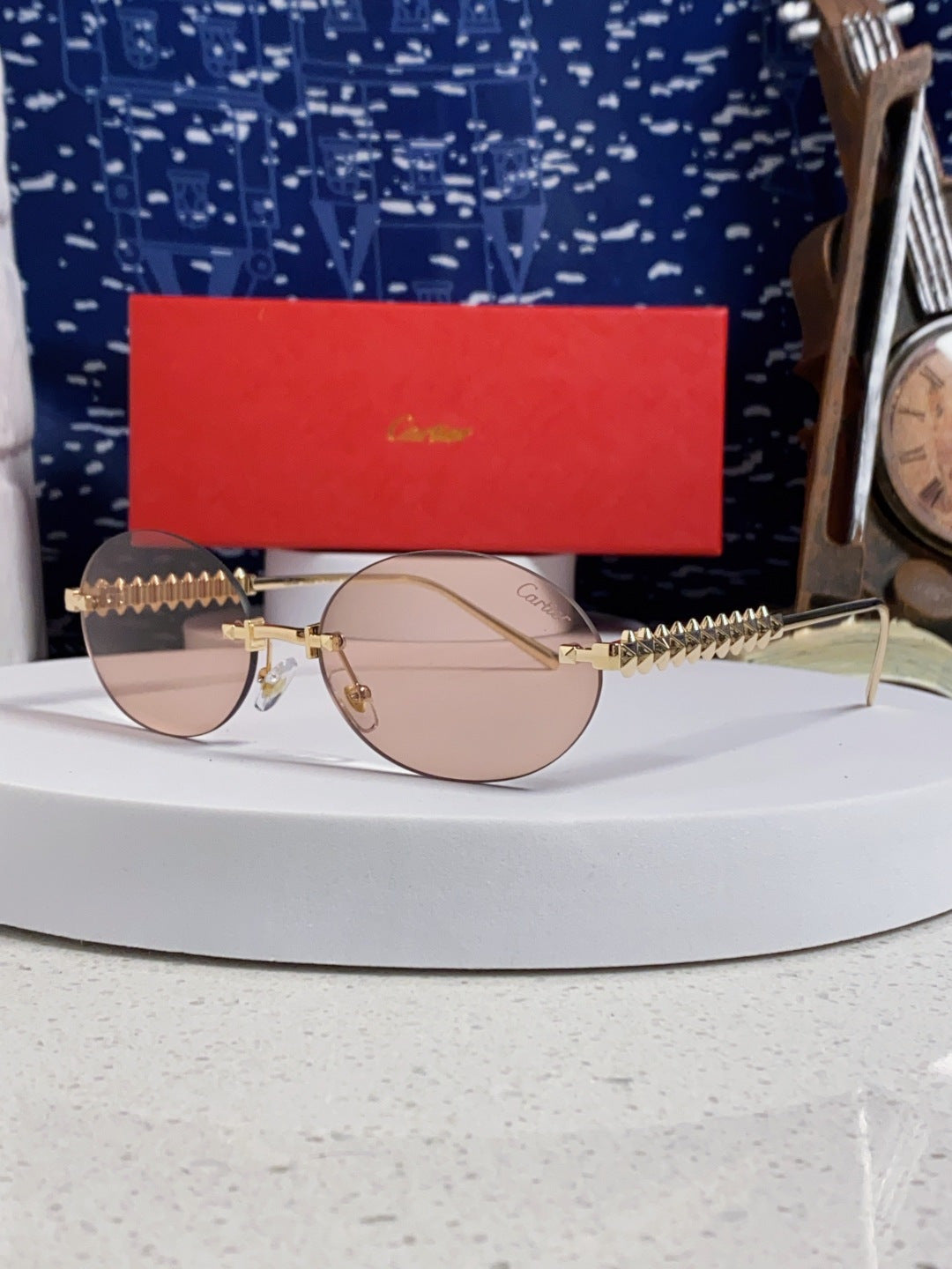 Cartier Lightweight Rimless Silver Lens Sunglasses for Men & Women - 449570