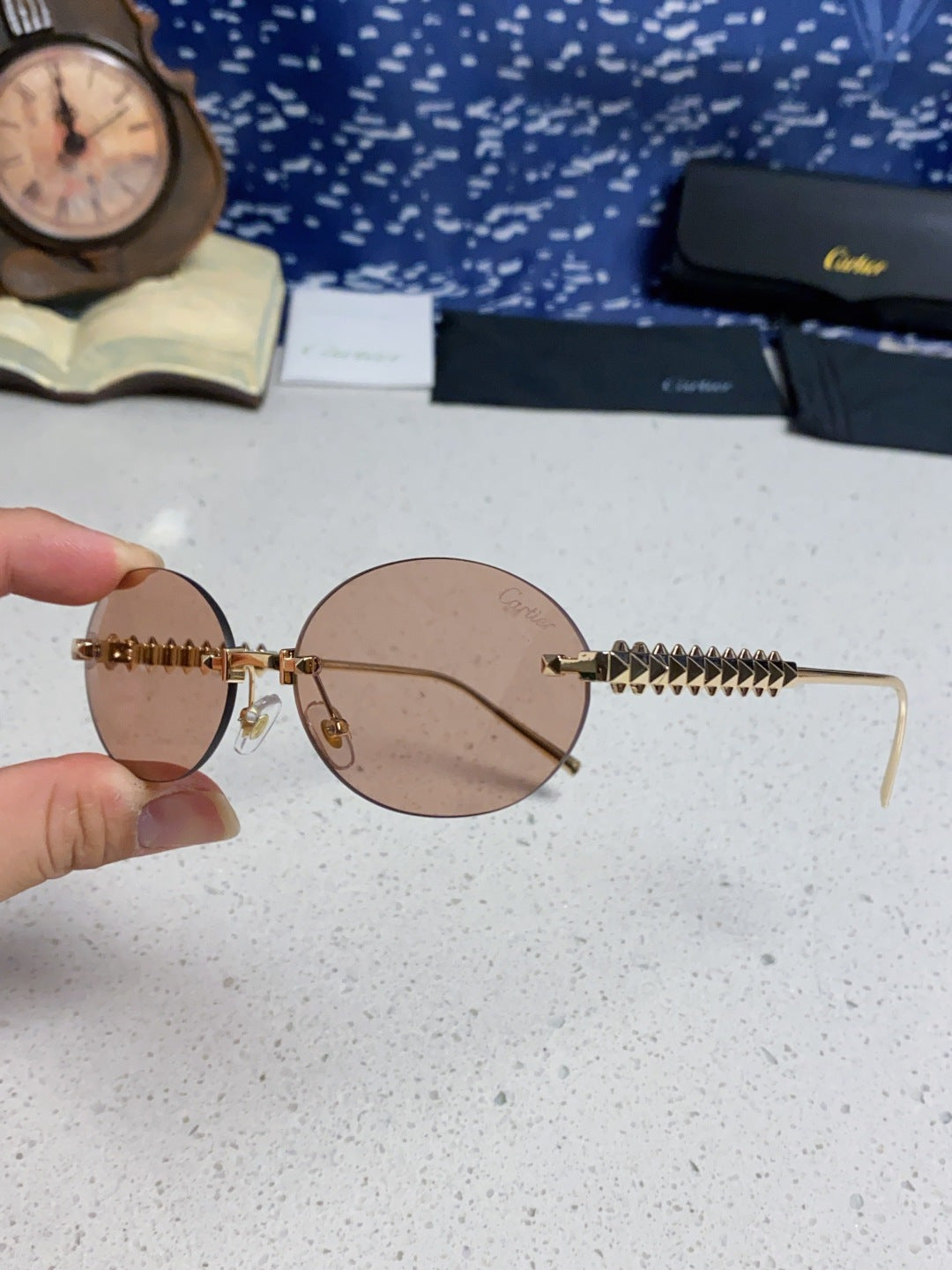 Cartier Lightweight Rimless Silver Lens Sunglasses for Men & Women - 449570 - detail image 6