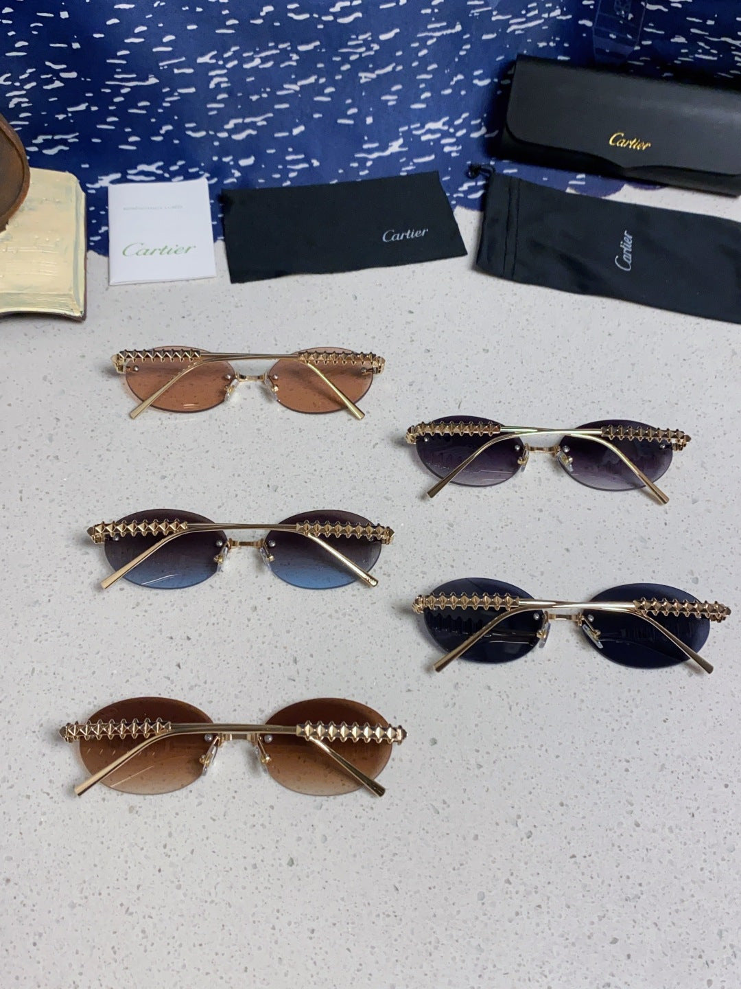 Cartier Lightweight Rimless Brown Lens Sunglasses for Men & Women - 415838 - detail image 11
