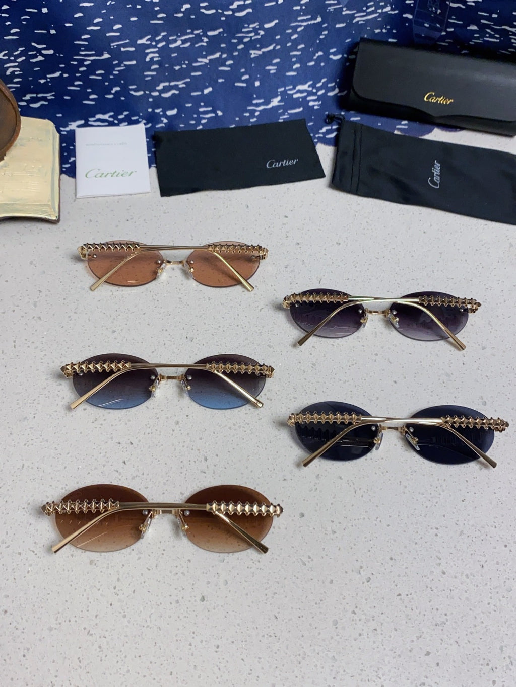 Cartier Lightweight Rimless Silver Lens Sunglasses for Men & Women - 415836 - detail image 11