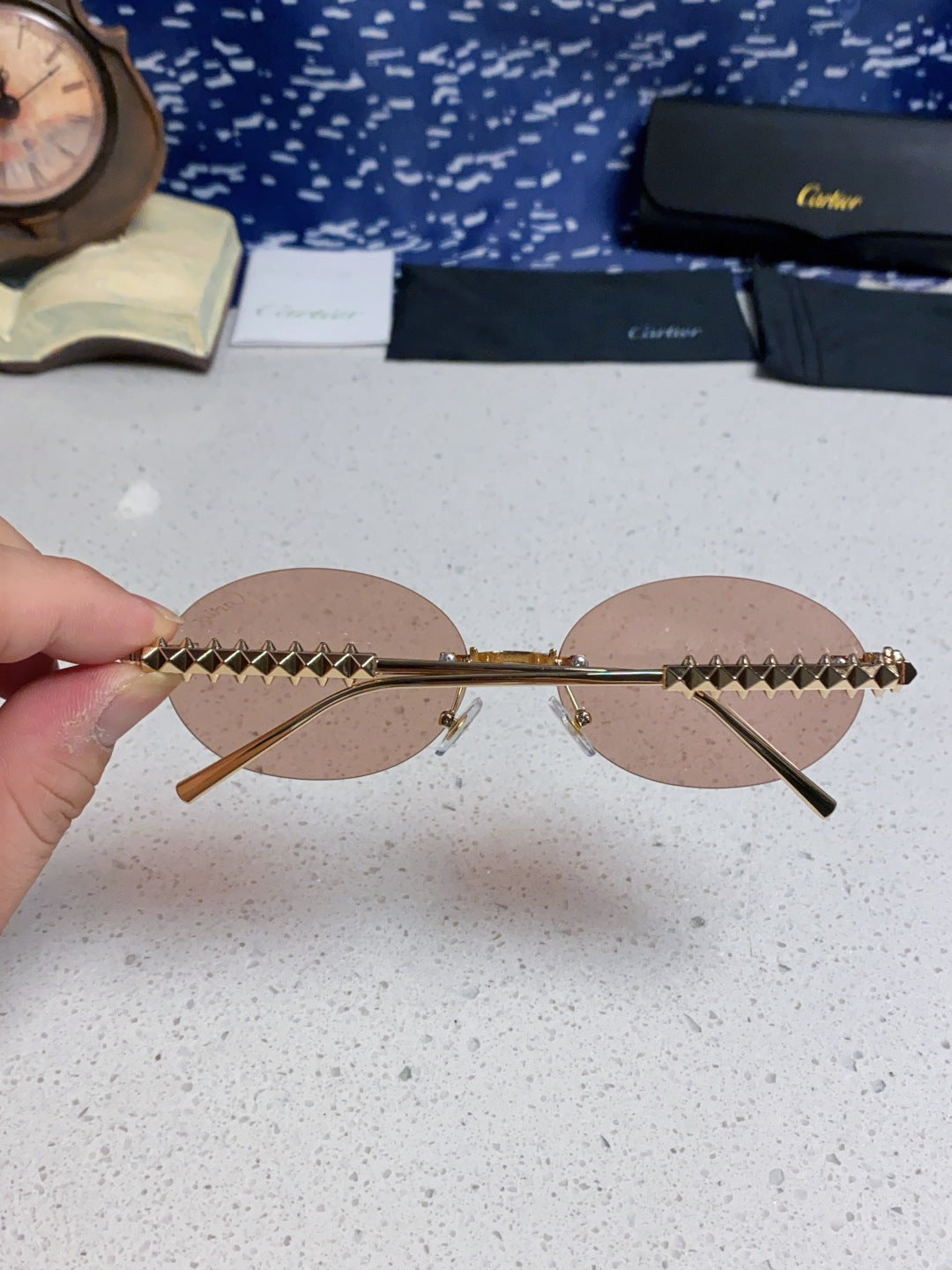 Cartier Lightweight Rimless Silver Lens Sunglasses for Men & Women - 449570 - detail image 5