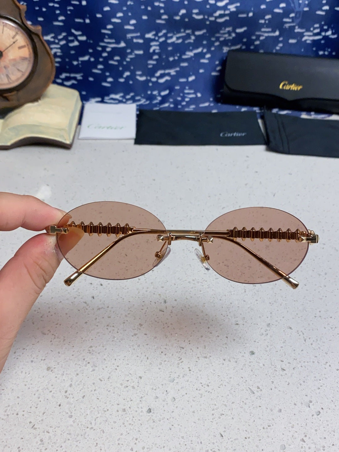Cartier Lightweight Rimless Silver Lens Sunglasses for Men & Women - 415836 - detail image 4