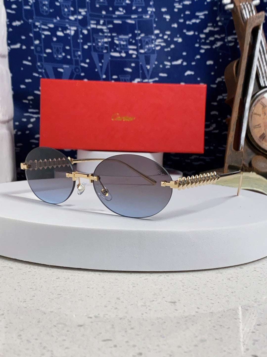 Cartier Lightweight Rimless Silver Lens Sunglasses for Men & Women - 415837