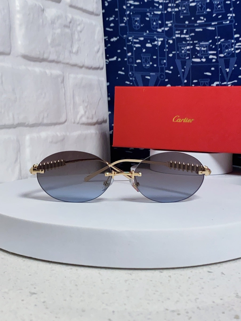 Cartier Lightweight Rimless Silver Lens Sunglasses for Men & Women - 415837 - detail image 2