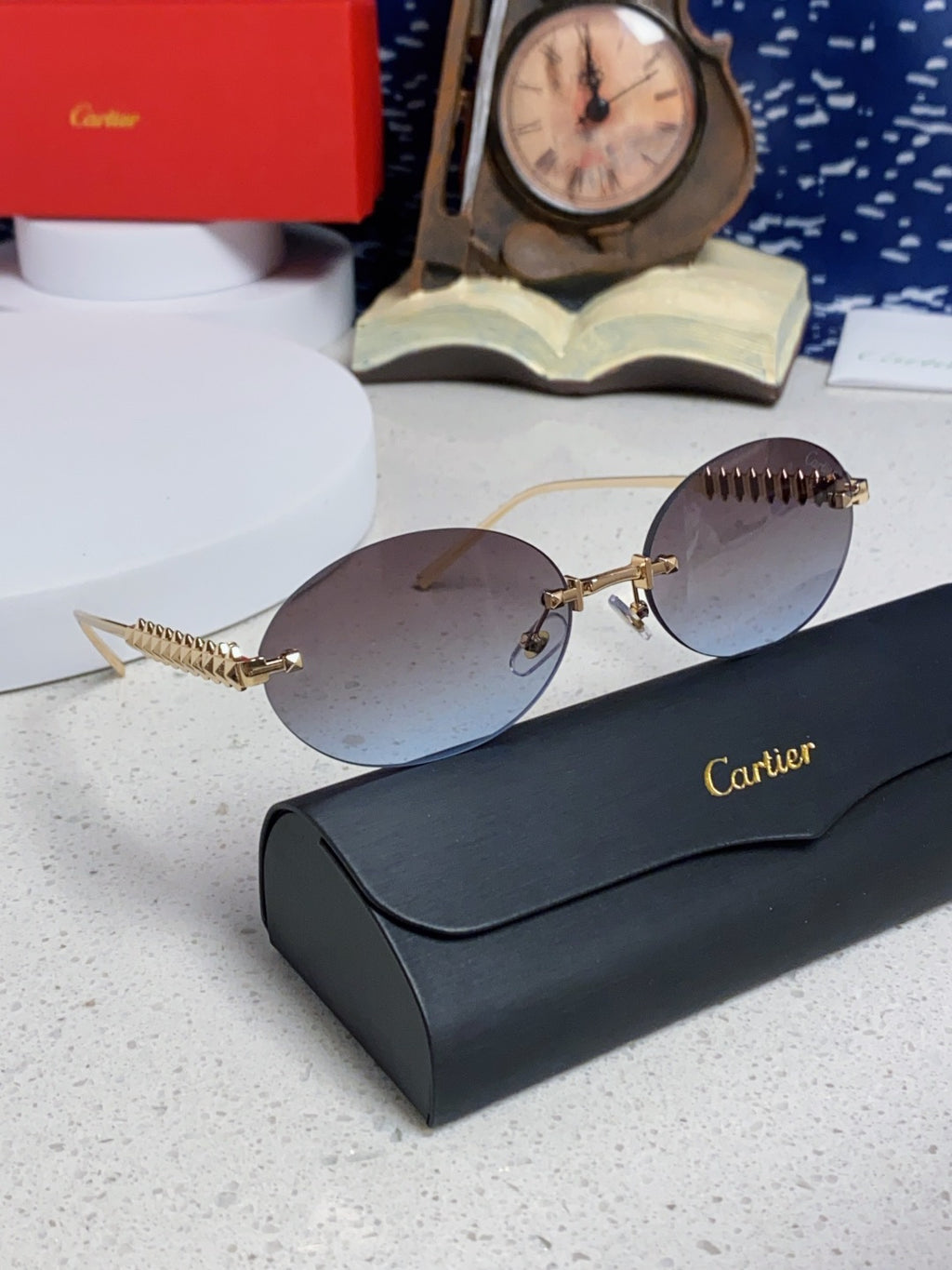 Cartier Lightweight Rimless Silver Lens Sunglasses for Men & Women - 449429 - detail image 10