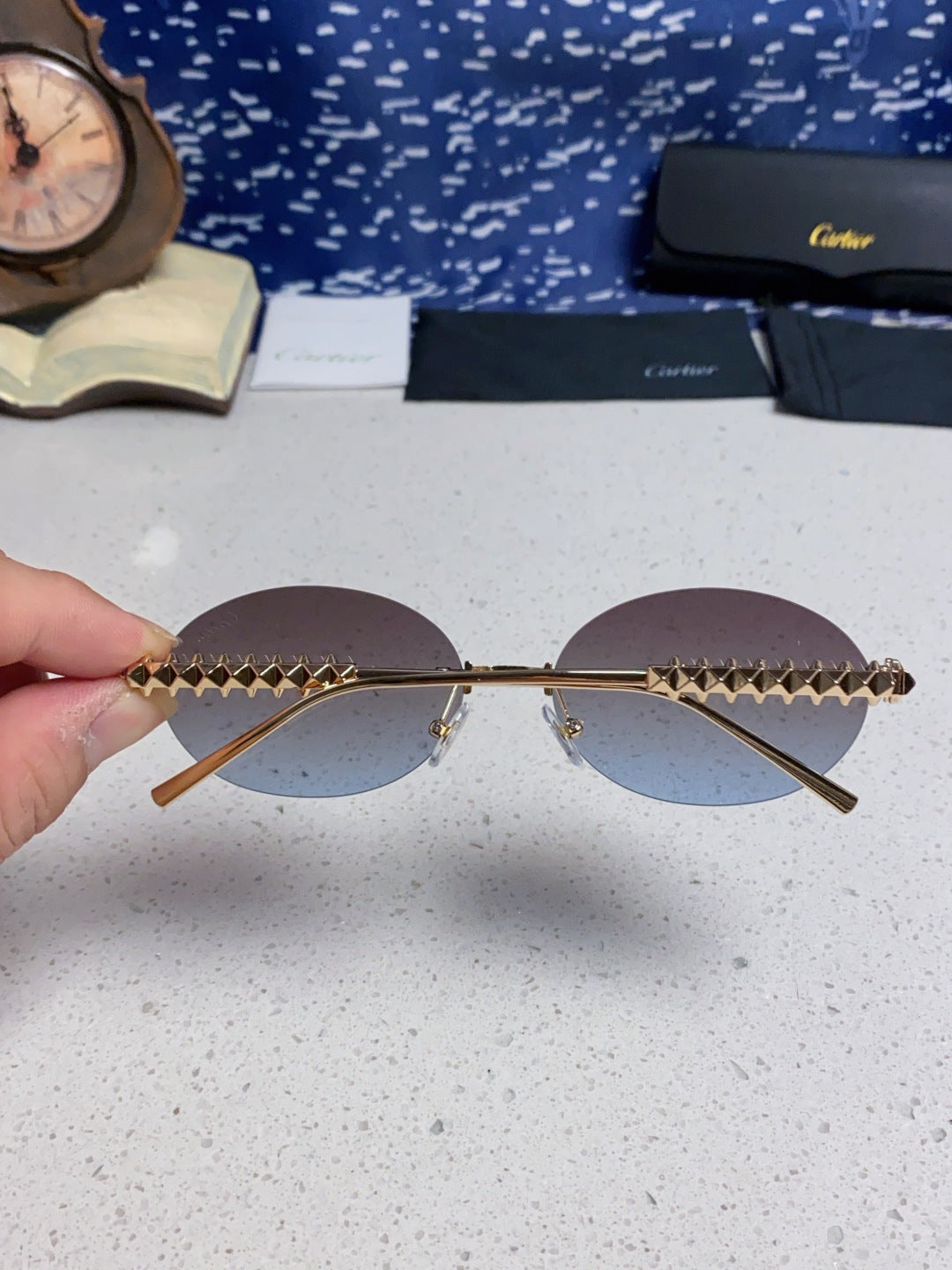 Cartier Lightweight Rimless Silver Lens Sunglasses for Men & Women - 449429 - detail image 5