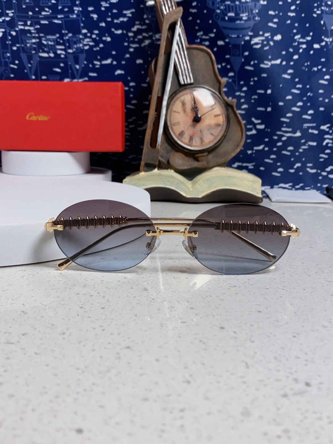 Cartier Lightweight Rimless Silver Lens Sunglasses for Men & Women - 449429 - detail image 9