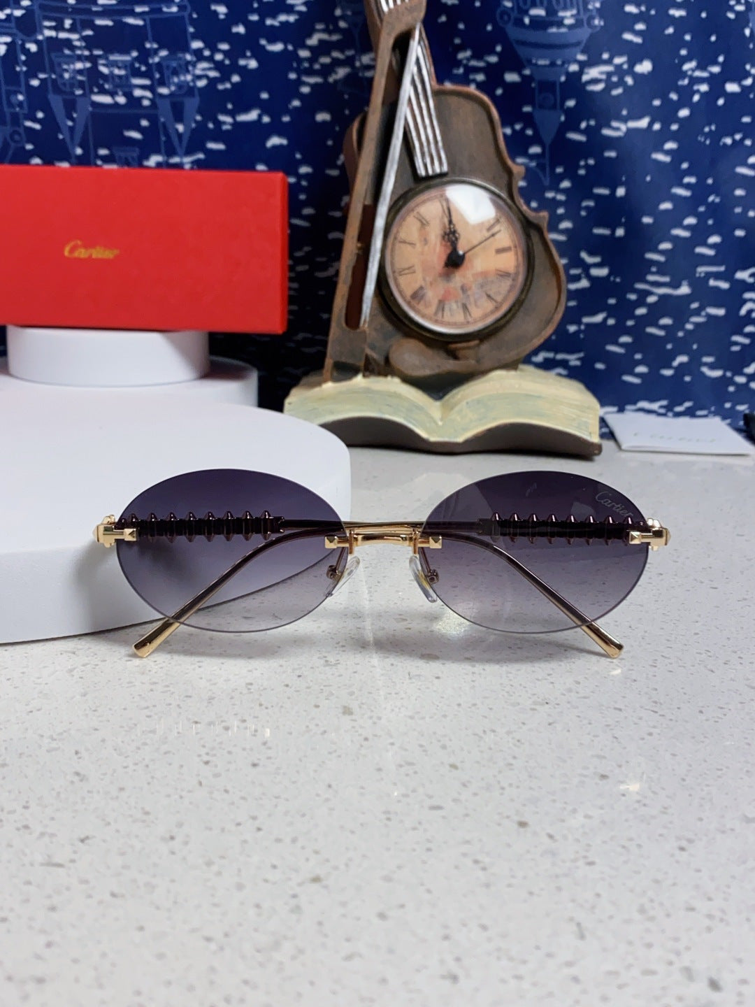 Cartier Lightweight Rimless Silver Lens Sunglasses for Men & Women - 415839 - detail image 9