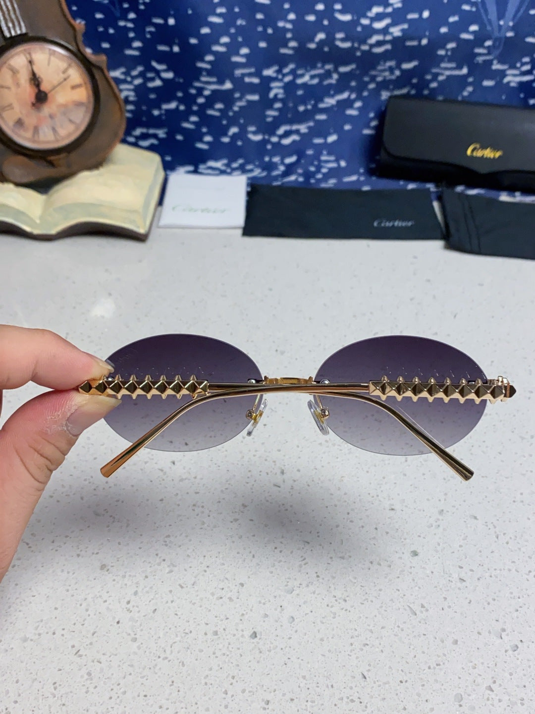 Cartier Lightweight Rimless Silver Lens Sunglasses for Men & Women - 449431 - detail image 5