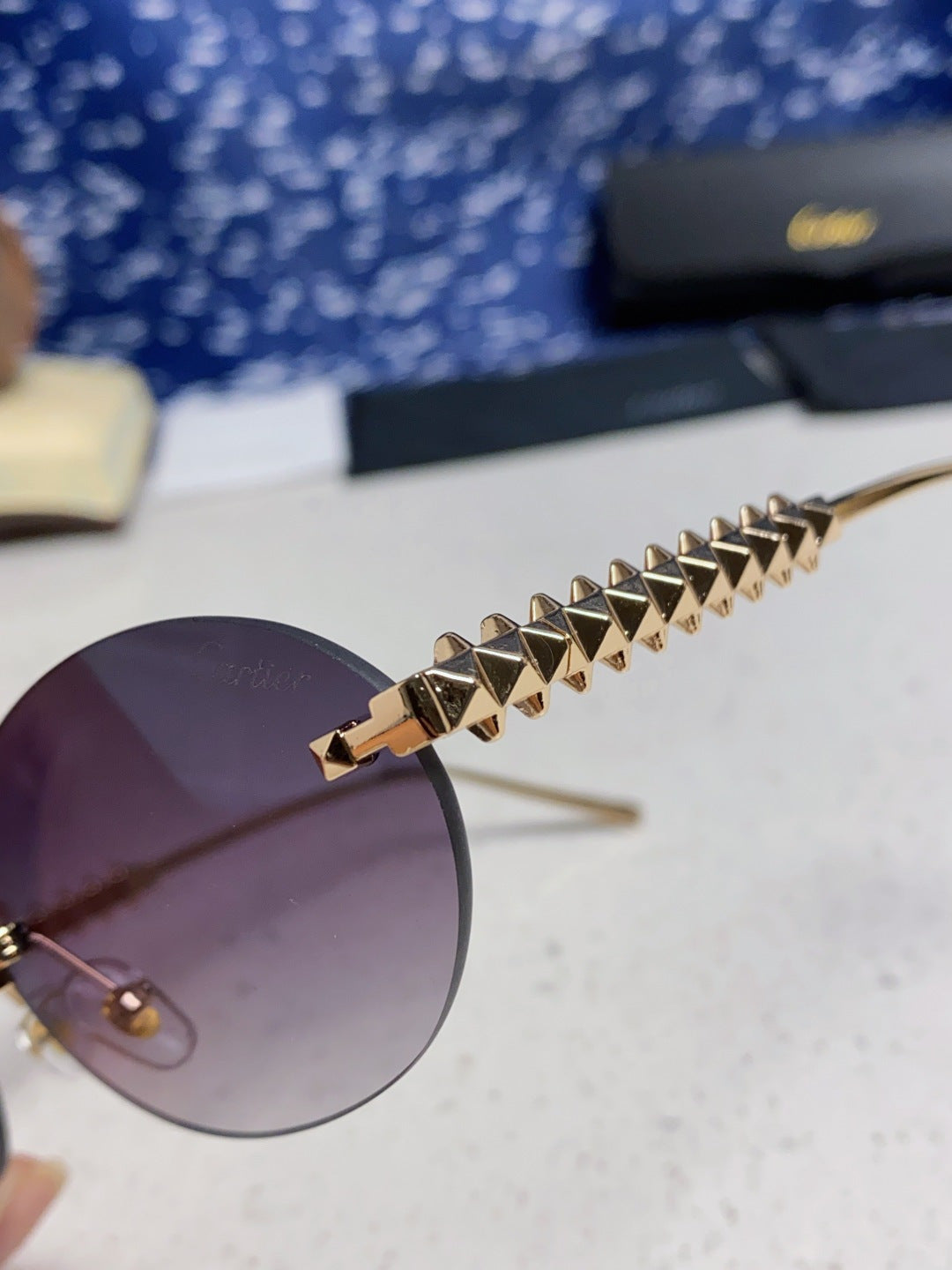 Cartier Lightweight Rimless Silver Lens Sunglasses for Men & Women - 449431 - detail image 7