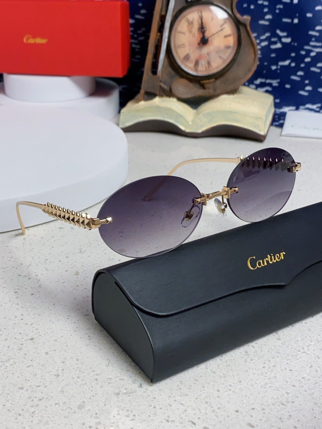 Cartier Lightweight Rimless Silver Lens Sunglasses for Men & Women - 449431 - detail image 10