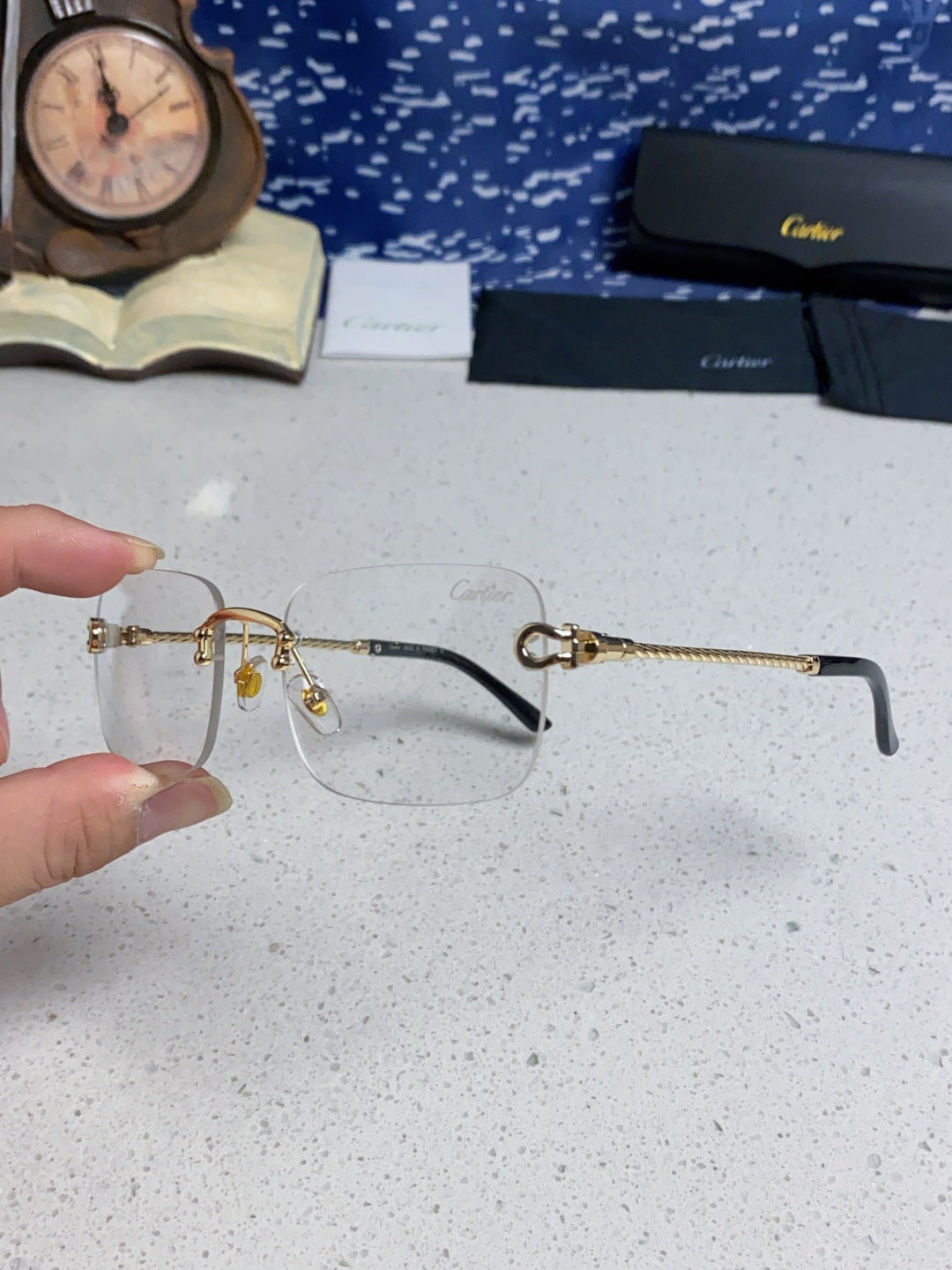 Cartier Lightweight Rimless Silver Lens Sunglasses for Men & Women - 449433 - detail image 6