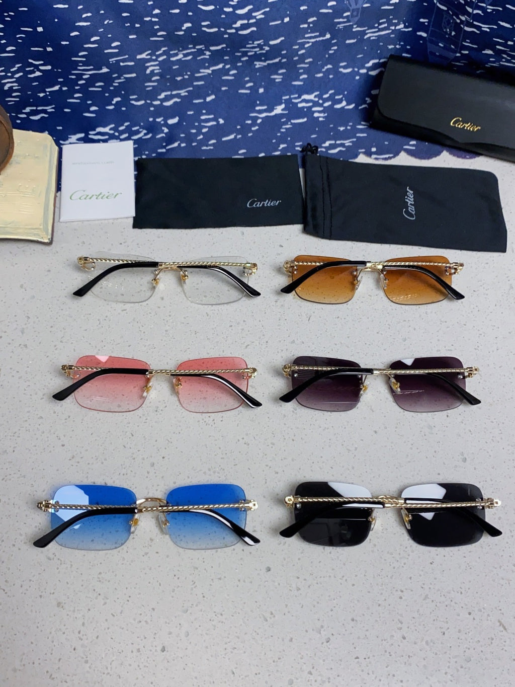 Cartier Lightweight Rimless Silver Lens Sunglasses for Men & Women - 415845 - detail image 11