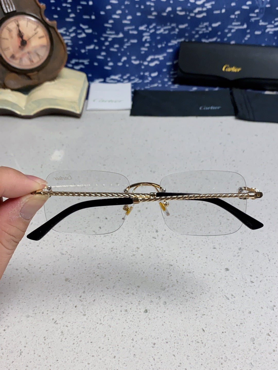Cartier Lightweight Rimless Silver Lens Sunglasses for Men & Women - 449433 - detail image 5