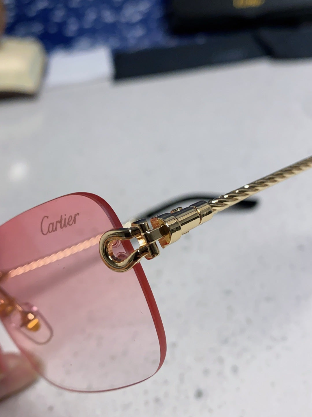 Cartier Lightweight Rimless Red Lens Sunglasses for Men & Women - 415842 - detail image 7