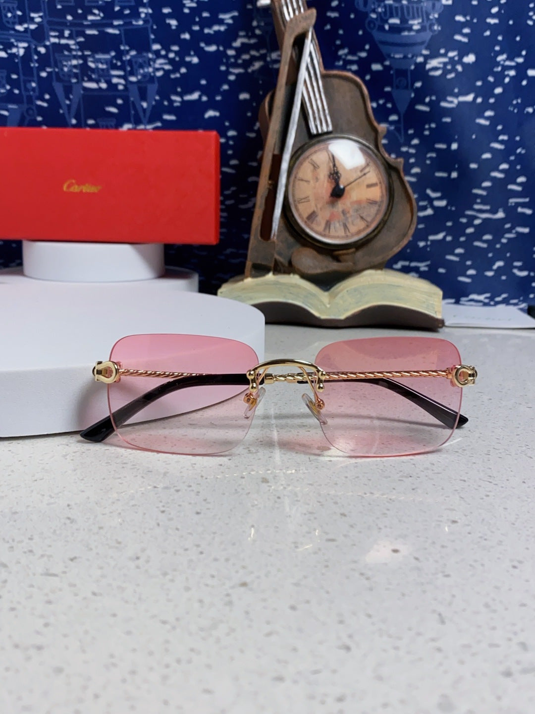 Cartier Lightweight Rimless Red Lens Sunglasses for Men & Women - 449434 - detail image 9