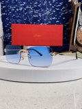 Cartier Lightweight Rimless Blue Lens Sunglasses for Men & Women - 415843