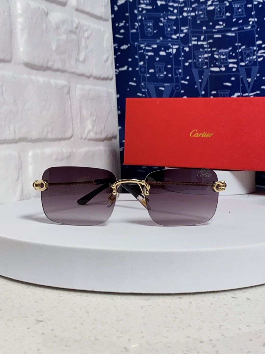 Cartier Lightweight Rimless Silver Lens Sunglasses for Men & Women - 449437 - detail image 2