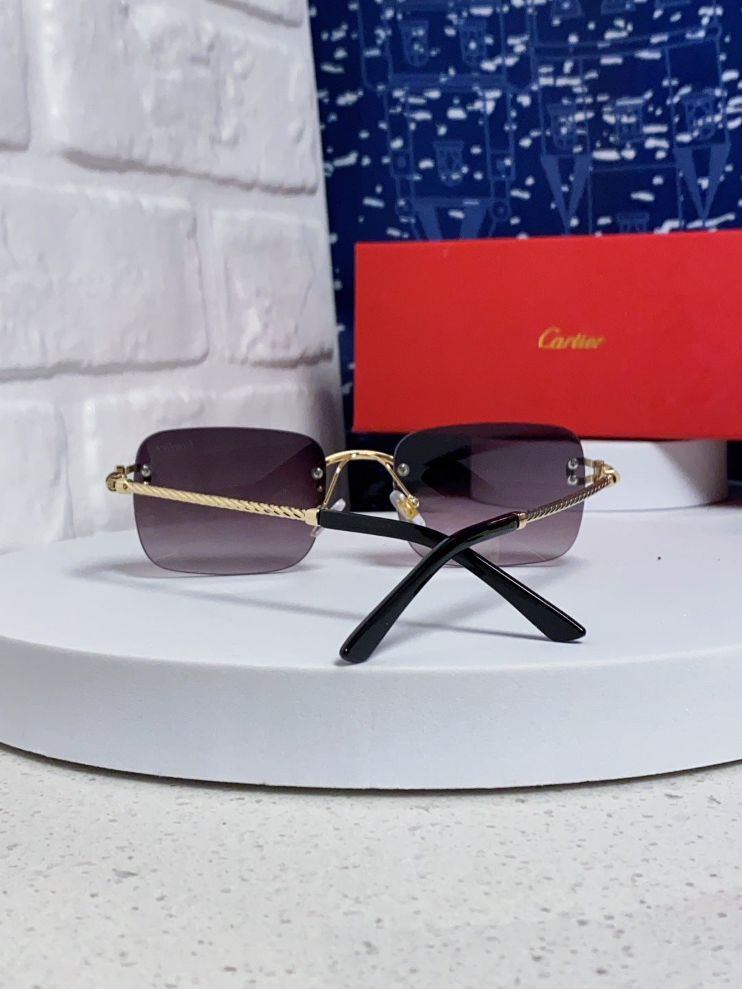Cartier Lightweight Rimless Silver Lens Sunglasses for Men & Women - 449437 - detail image 3