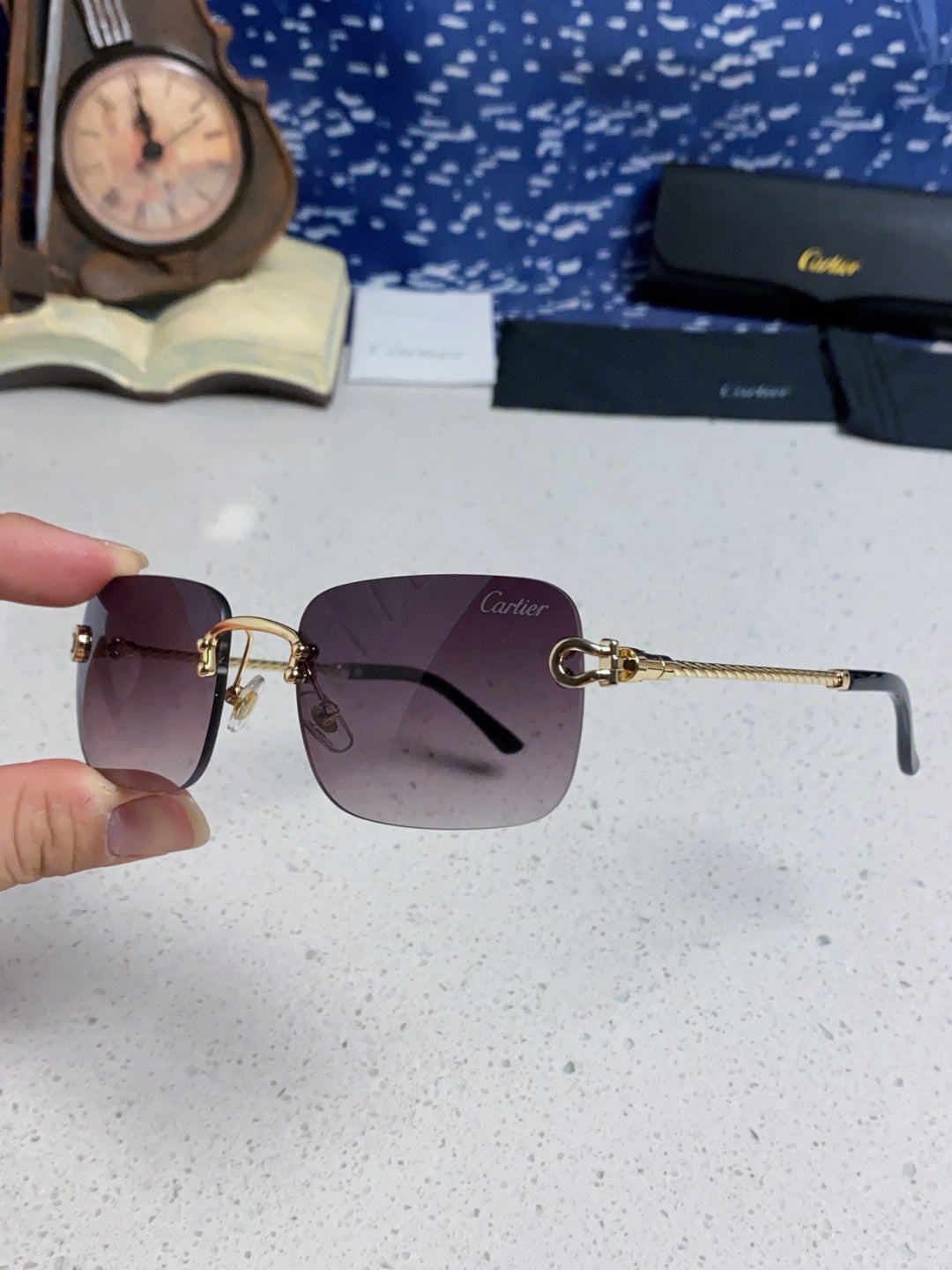 Cartier Lightweight Rimless Silver Lens Sunglasses for Men & Women - 415845 - detail image 6