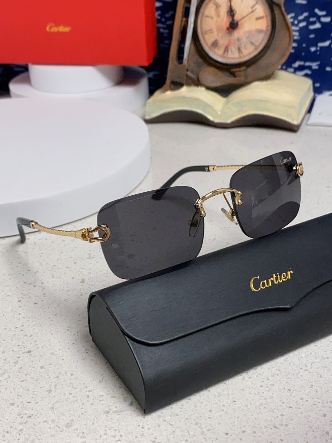 Cartier Lightweight Rimless Black Lens Sunglasses for Men & Women - 449438 - detail image 10