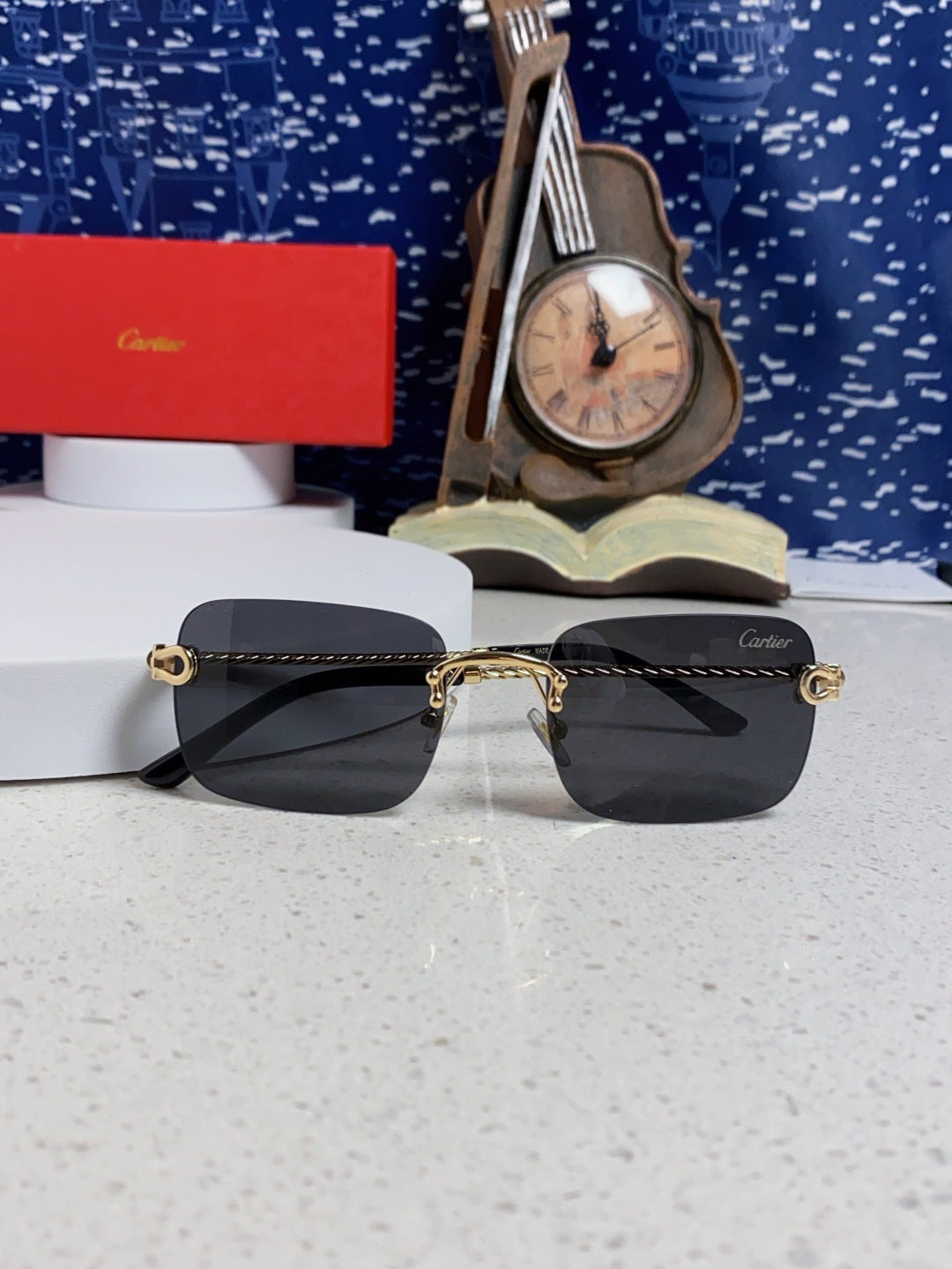 Cartier Lightweight Rimless Black Lens Sunglasses for Men & Women - 415846 - detail image 9