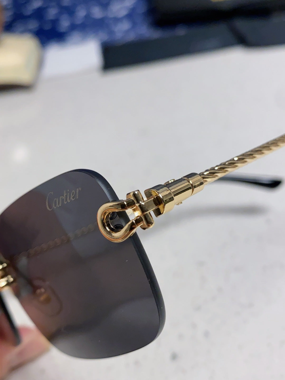 Cartier Lightweight Rimless Black Lens Sunglasses for Men & Women - 449438 - detail image 7