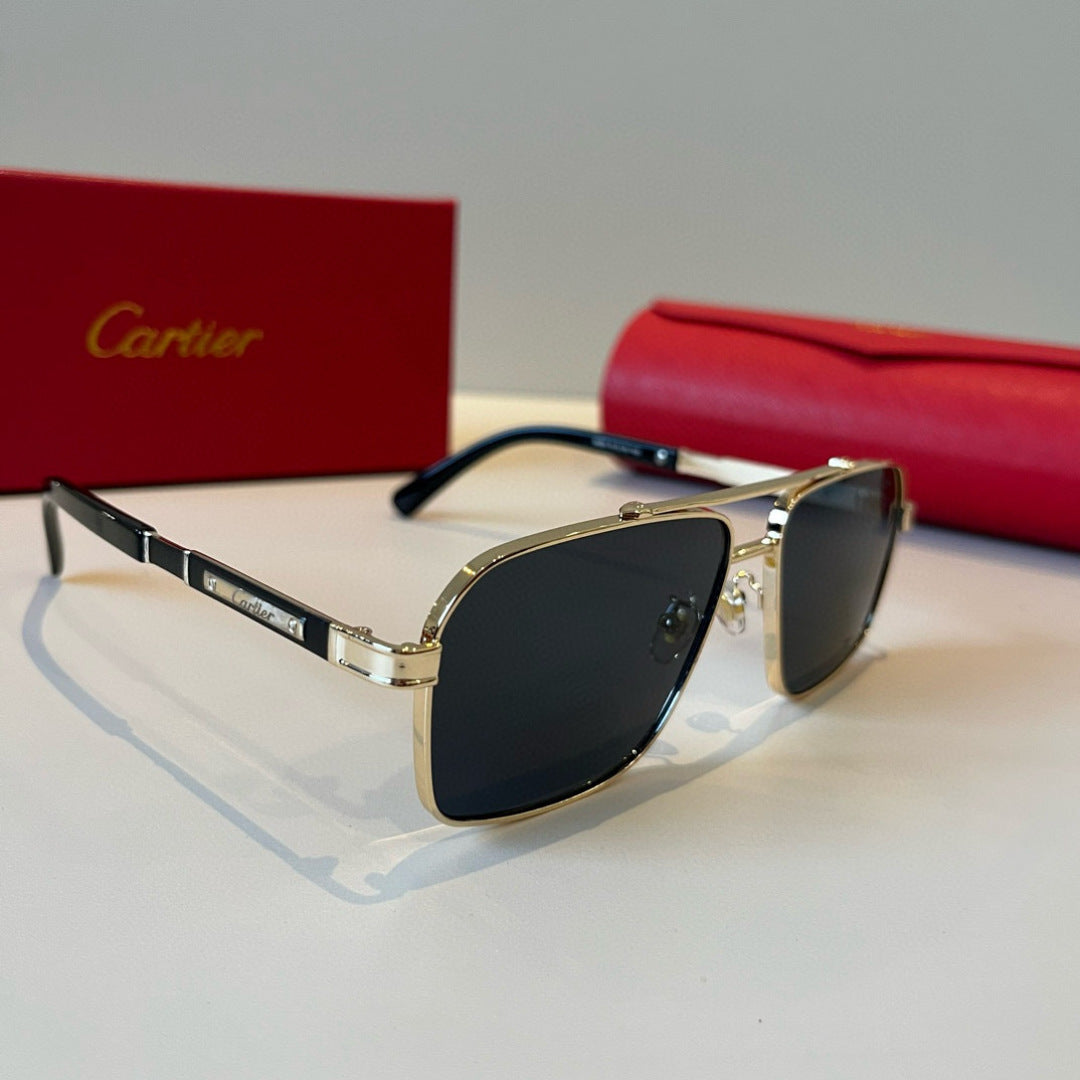 Cartier Lightweight Metal Rimless Brown Lens Sunglasses for Men & Wom - 372179
