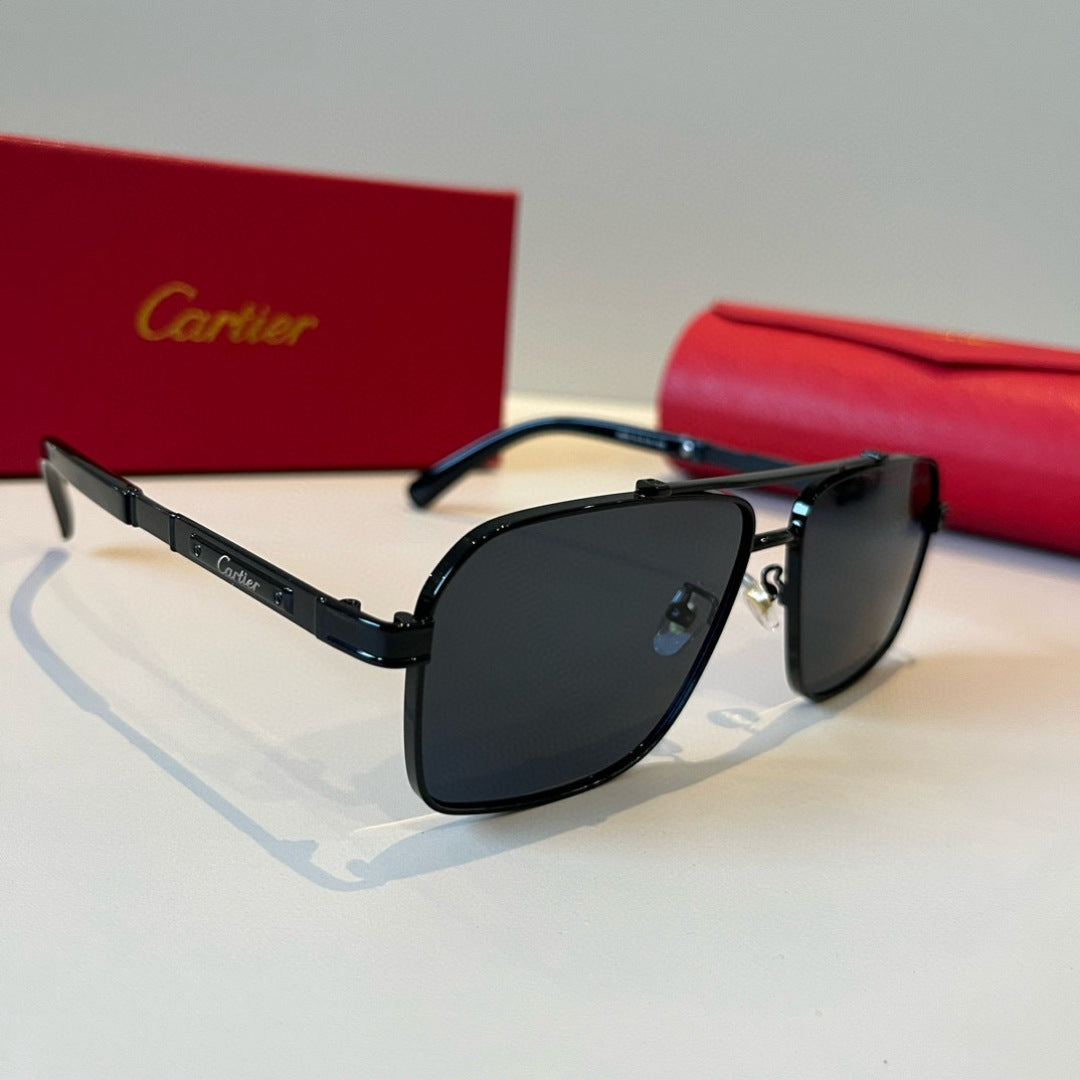 Cartier Lightweight Metal Rimless Black Lens Sunglasses for Men & Wom - 372181