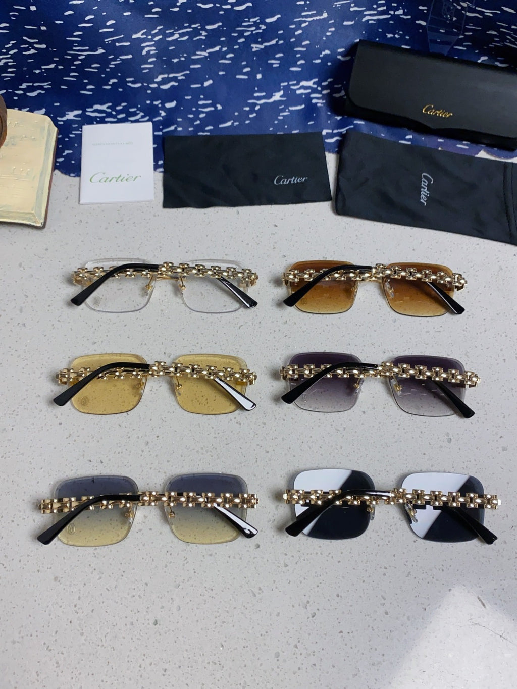 Cartier Lightweight Rimless Silver Lens Sunglasses for Men & Women - 493656 - detail image 11