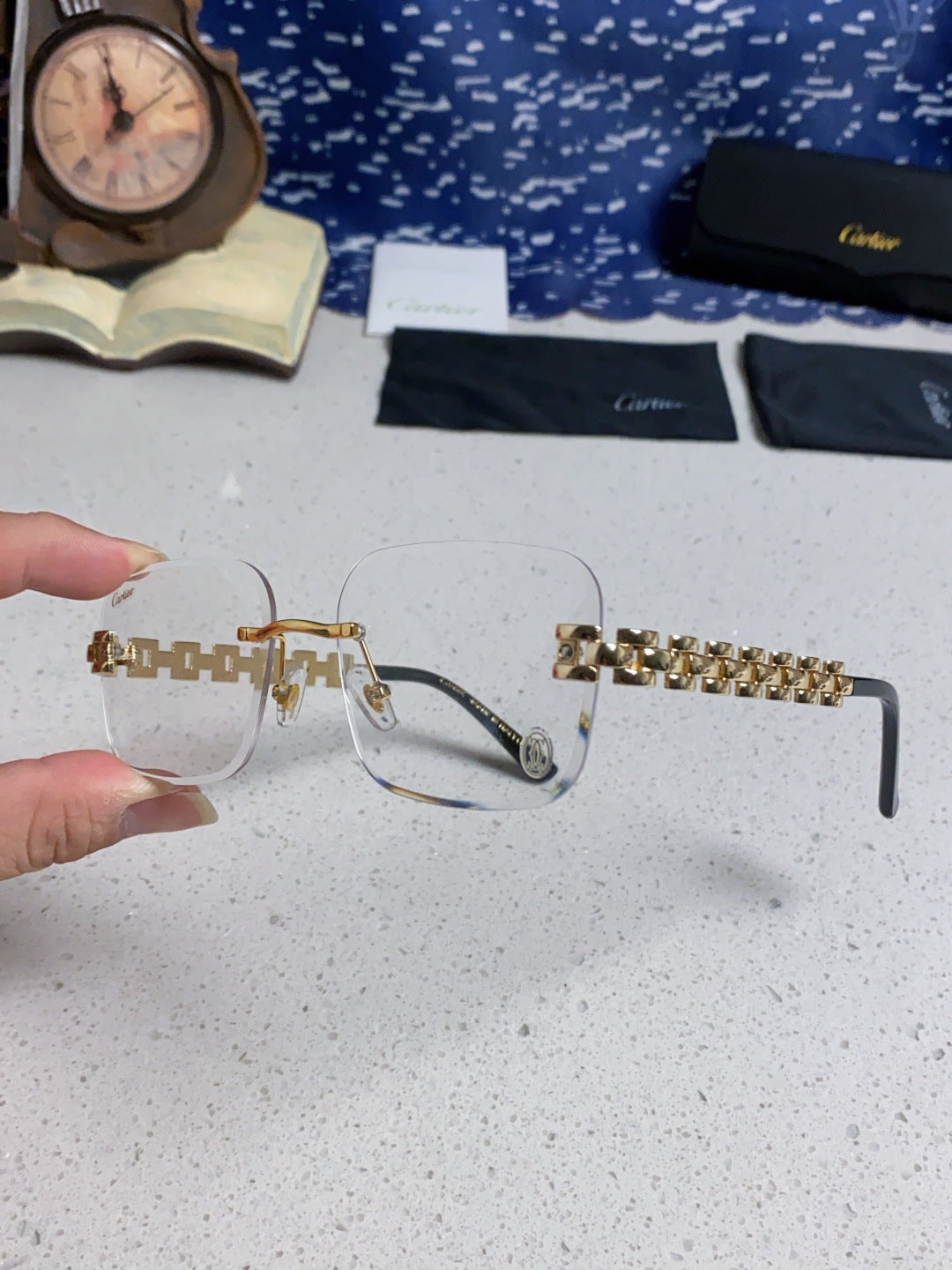 Cartier Lightweight Rimless Silver Lens Sunglasses for Men & Women - 415880 - detail image 5