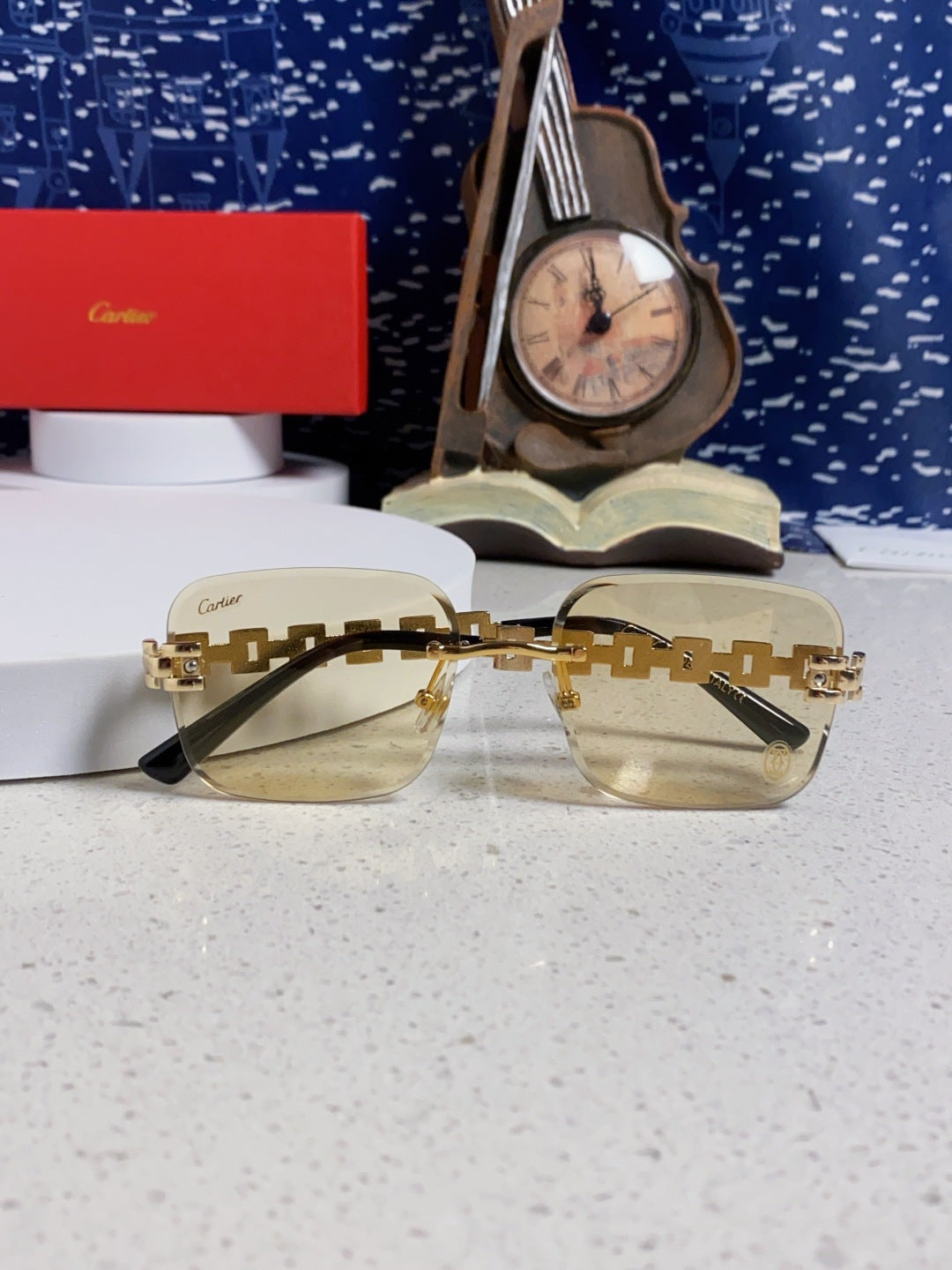 Cartier Lightweight Rimless Brown Lens Sunglasses for Men & Women - 493655 - detail image 9