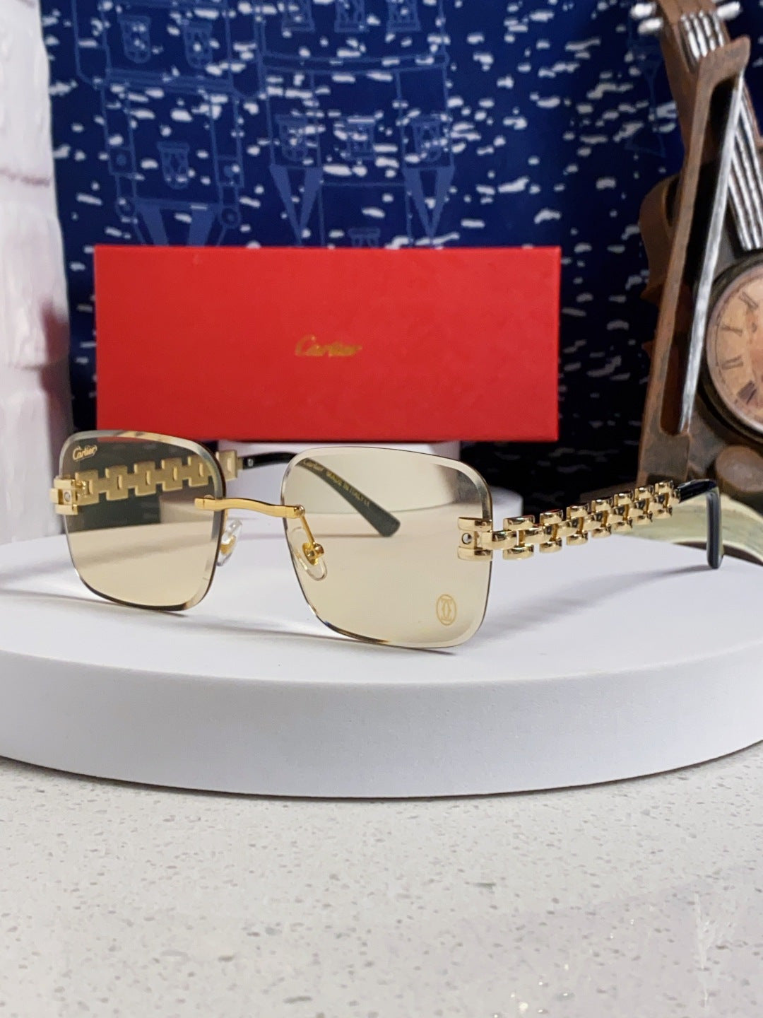 Cartier Lightweight Rimless Brown Lens Sunglasses for Men & Women - 415881