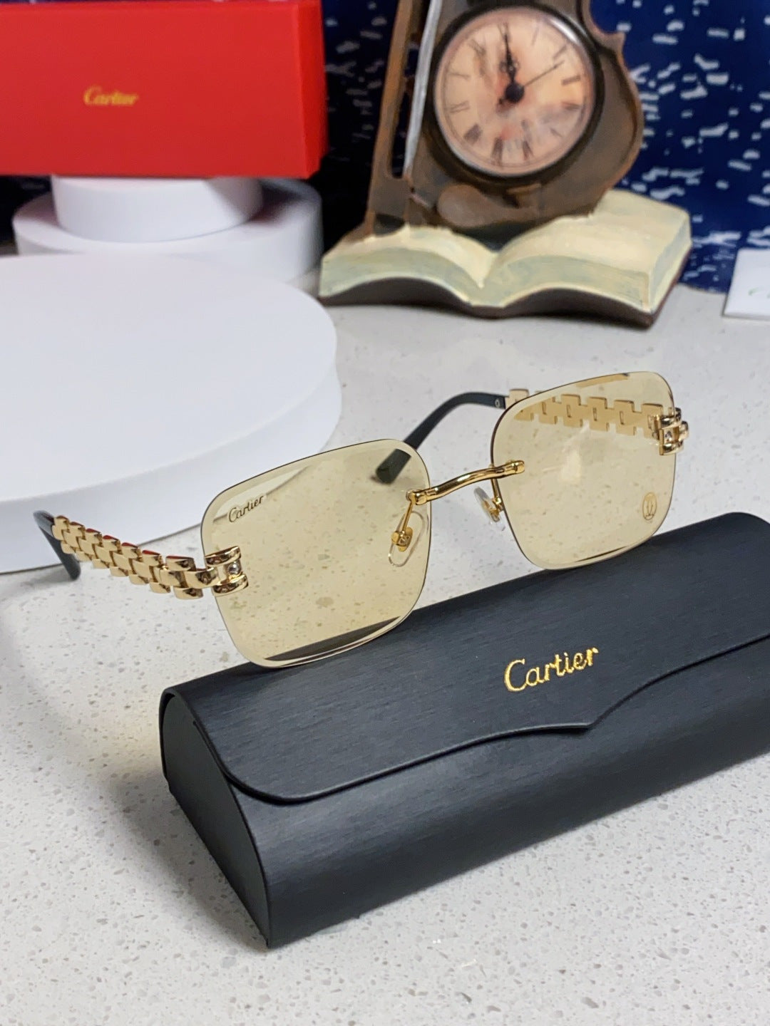 Cartier Lightweight Rimless Brown Lens Sunglasses for Men & Women - 415881 - detail image 10