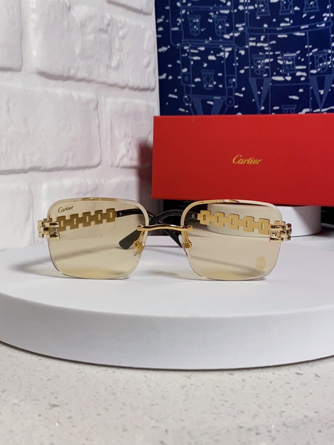 Cartier Lightweight Rimless Brown Lens Sunglasses for Men & Women - 415881 - detail image 2