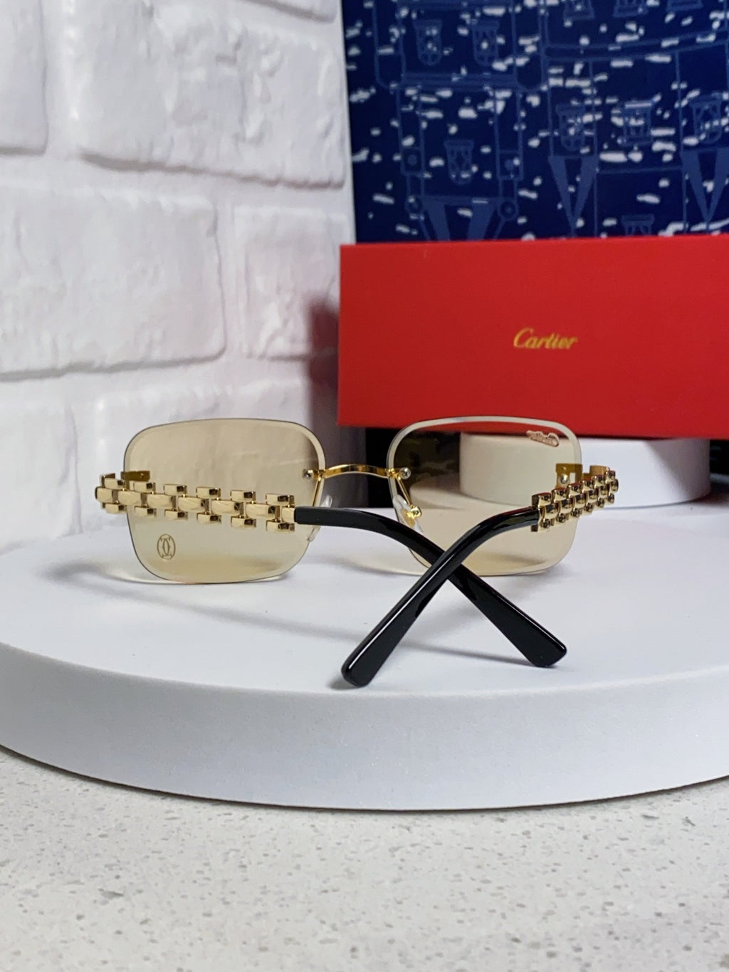 Cartier Lightweight Rimless Brown Lens Sunglasses for Men & Women - 415881 - detail image 3