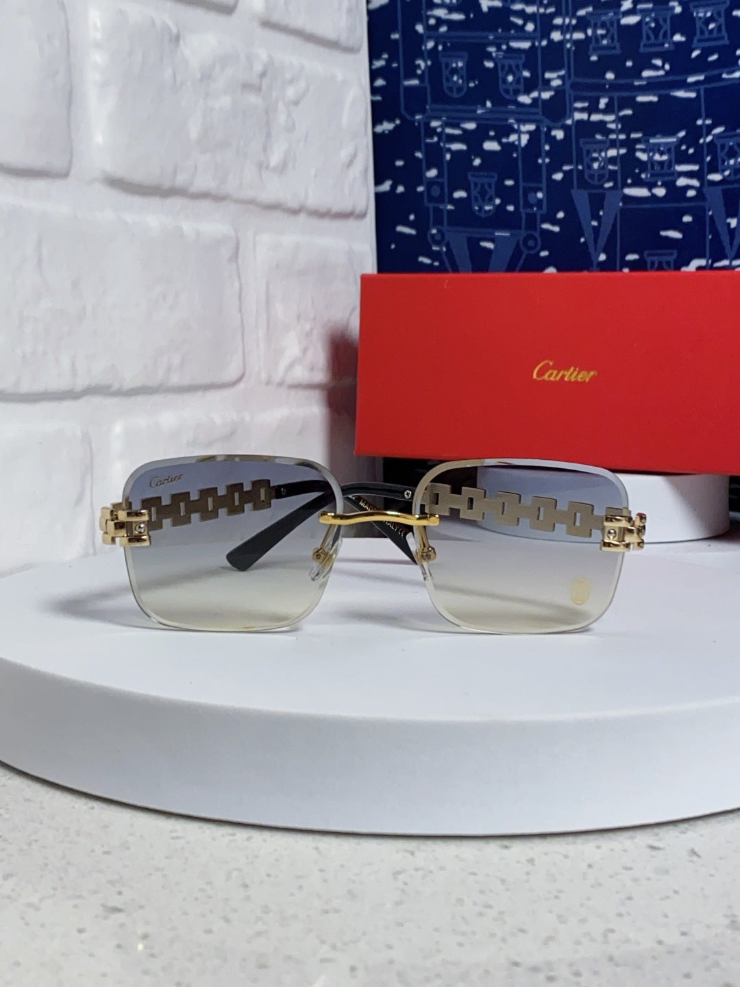 Cartier Lightweight Rimless Silver Lens Sunglasses for Men & Women - 415882 - detail image 2
