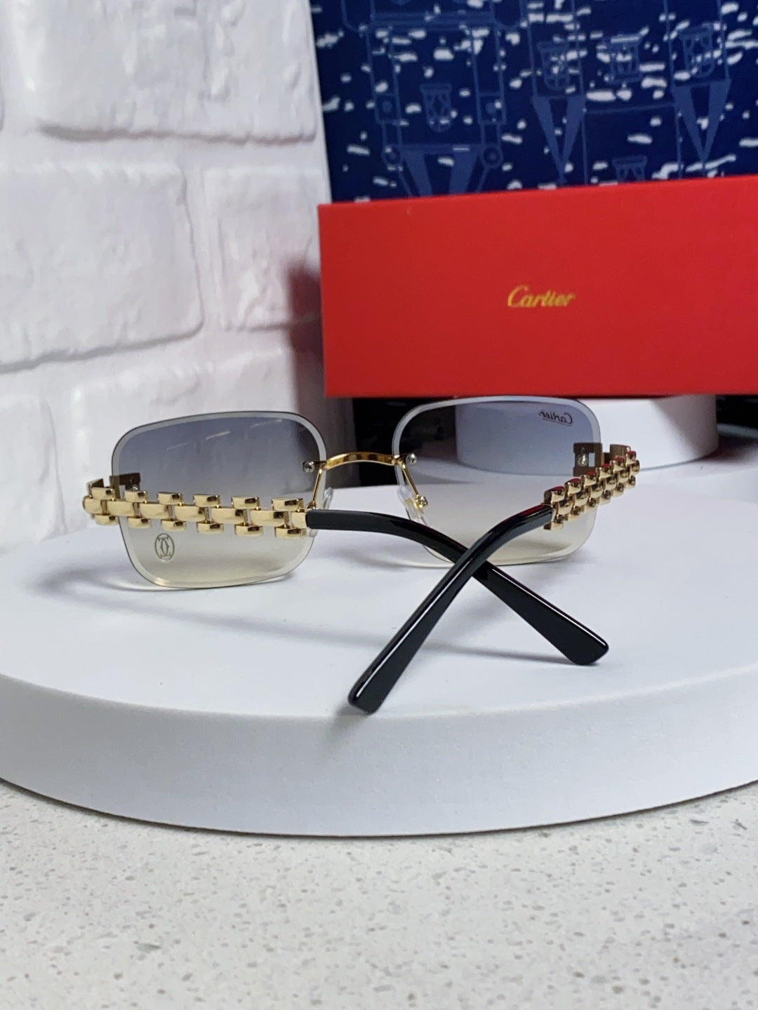 Cartier Lightweight Rimless Silver Lens Sunglasses for Men & Women - 415882 - detail image 3