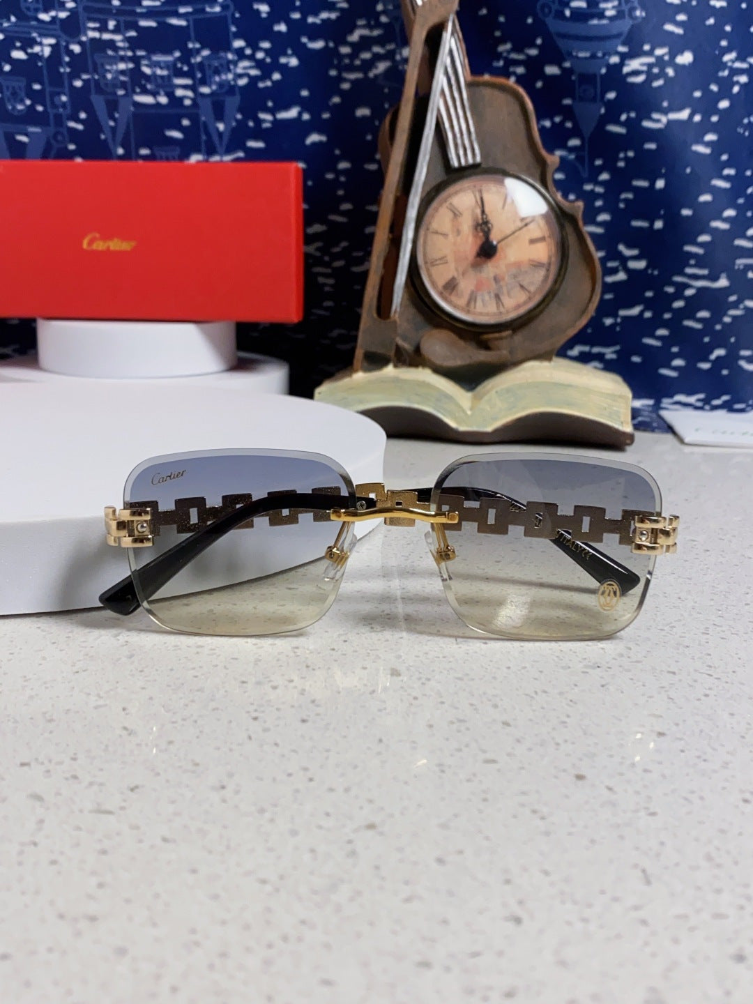 Cartier Lightweight Rimless Silver Lens Sunglasses for Men & Women - 493656 - detail image 9