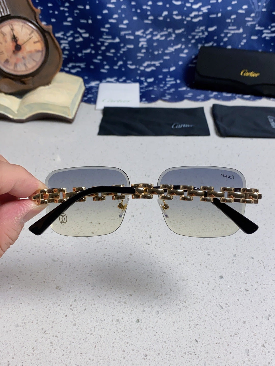Cartier Lightweight Rimless Silver Lens Sunglasses for Men & Women - 415882 - detail image 5