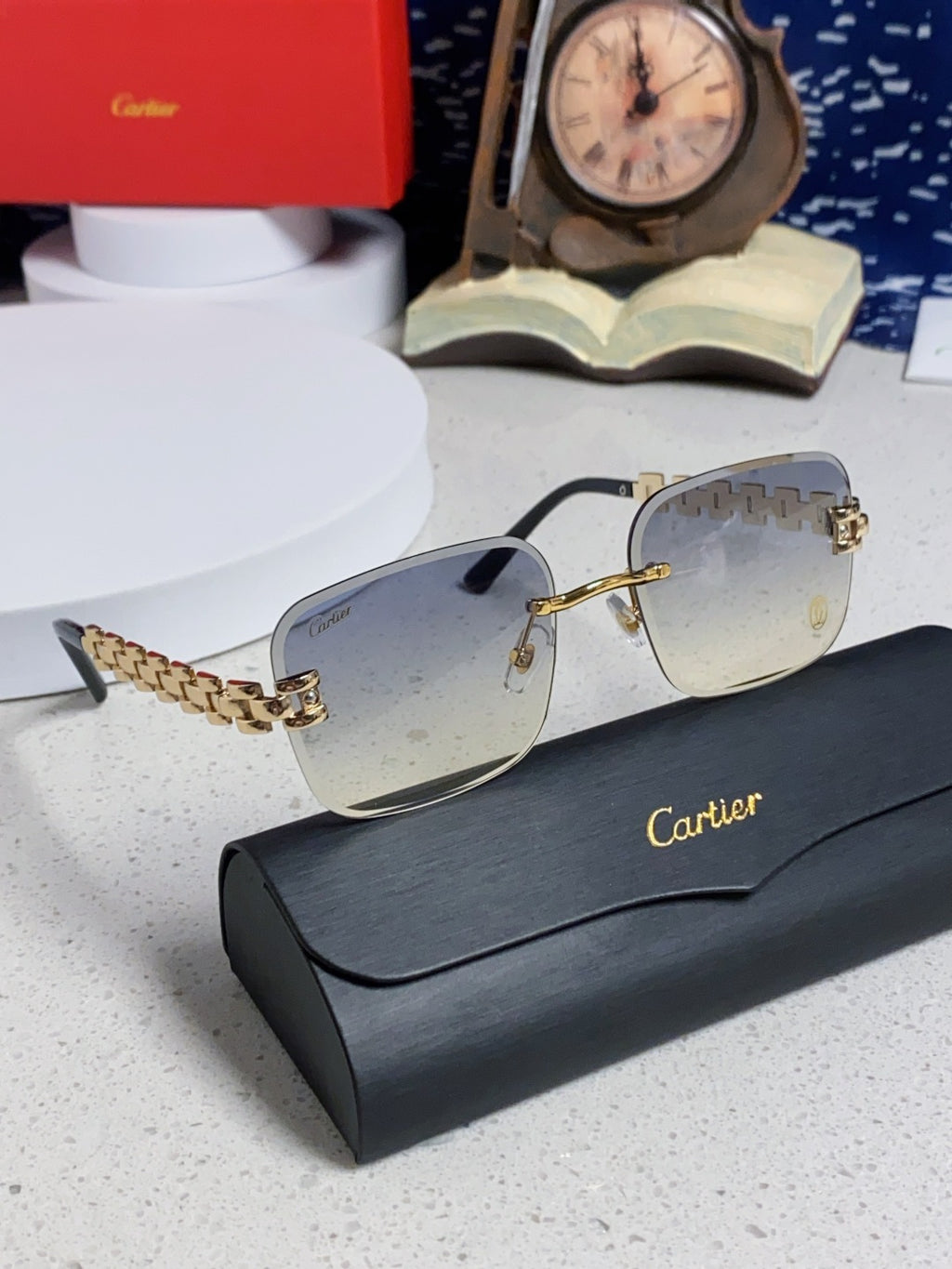 Cartier Lightweight Rimless Silver Lens Sunglasses for Men & Women - 493656 - detail image 10