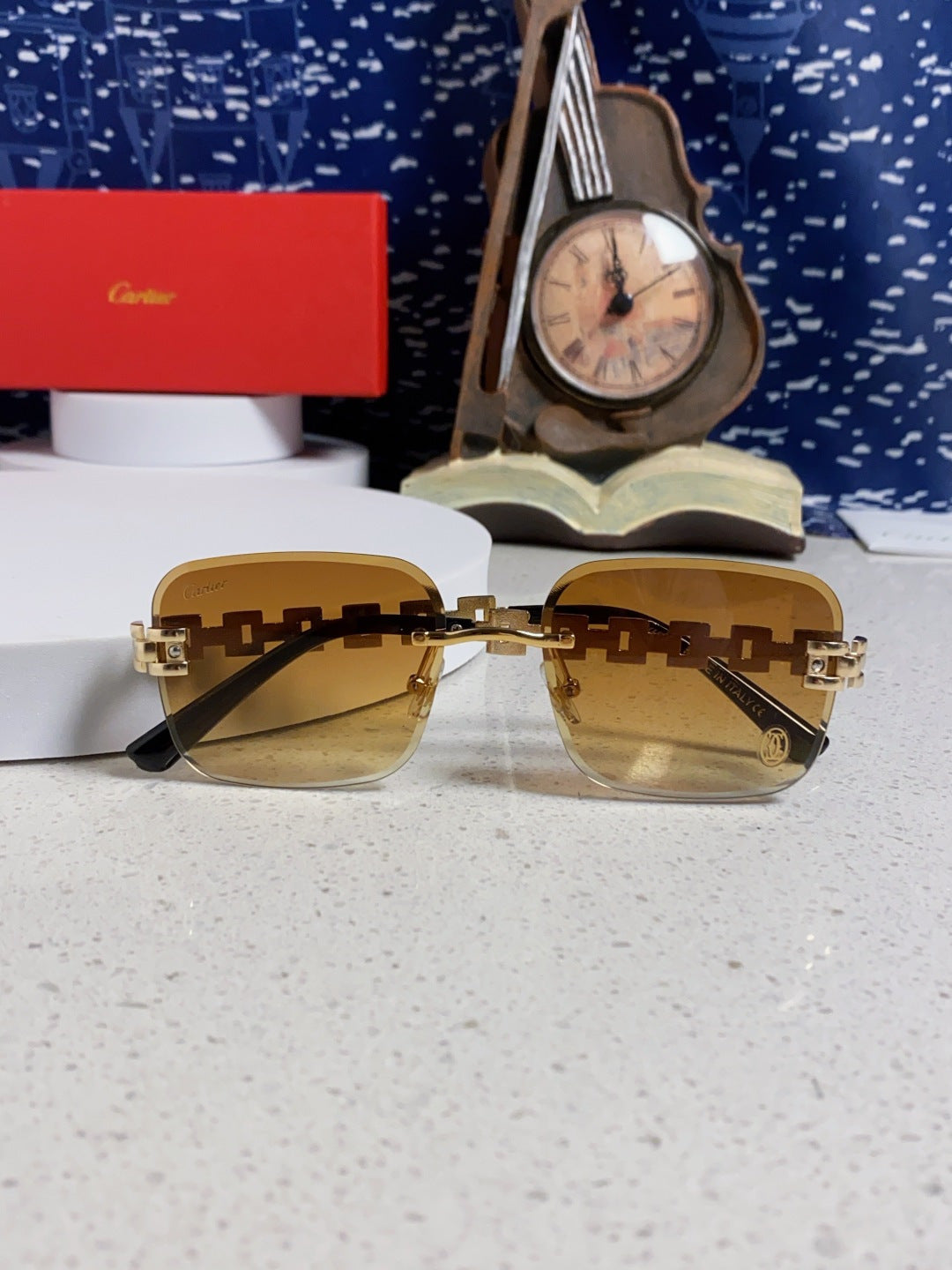 Cartier Lightweight Rimless Orange Lens Sunglasses for Men & Women - 415883 - detail image 8