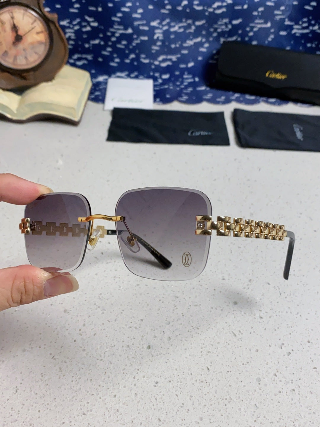 Cartier Lightweight Rimless Silver Lens Sunglasses for Men & Women - 415884 - detail image 6