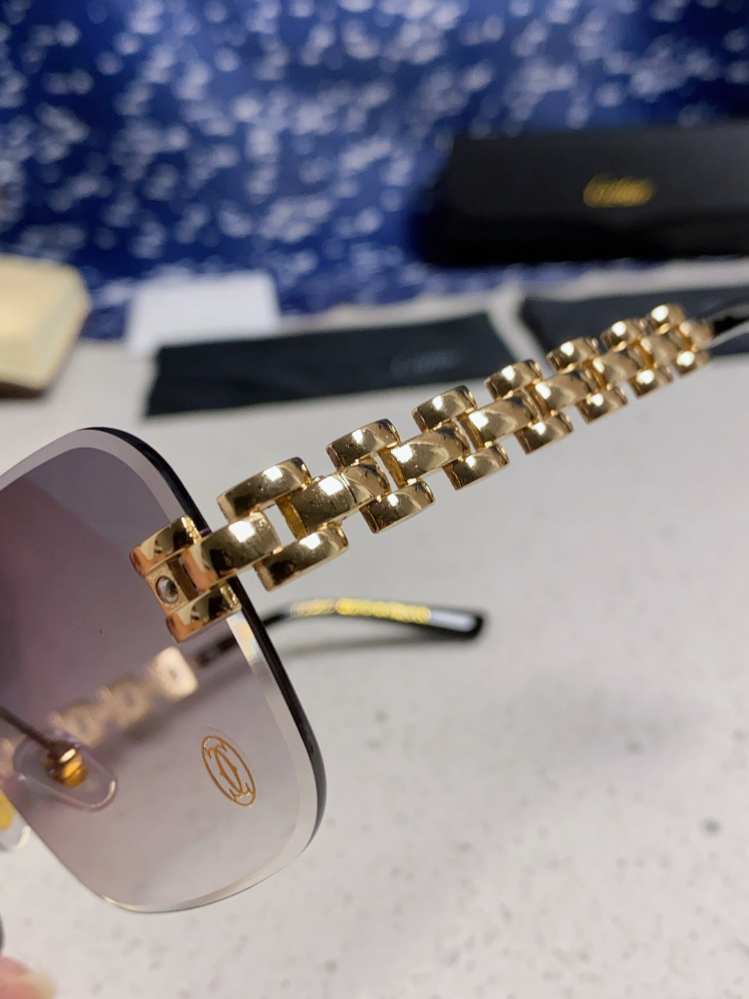 Cartier Lightweight Rimless Silver Lens Sunglasses for Men & Women - 415884 - detail image 7