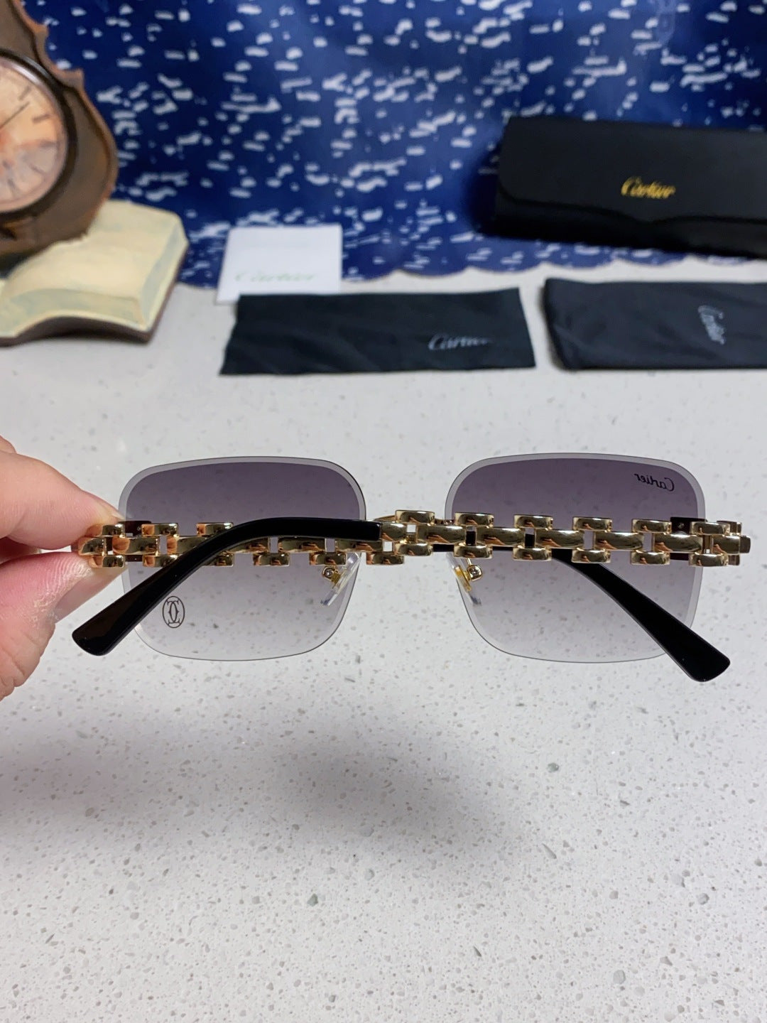Cartier Lightweight Rimless Silver Lens Sunglasses for Men & Women - 415884 - detail image 5