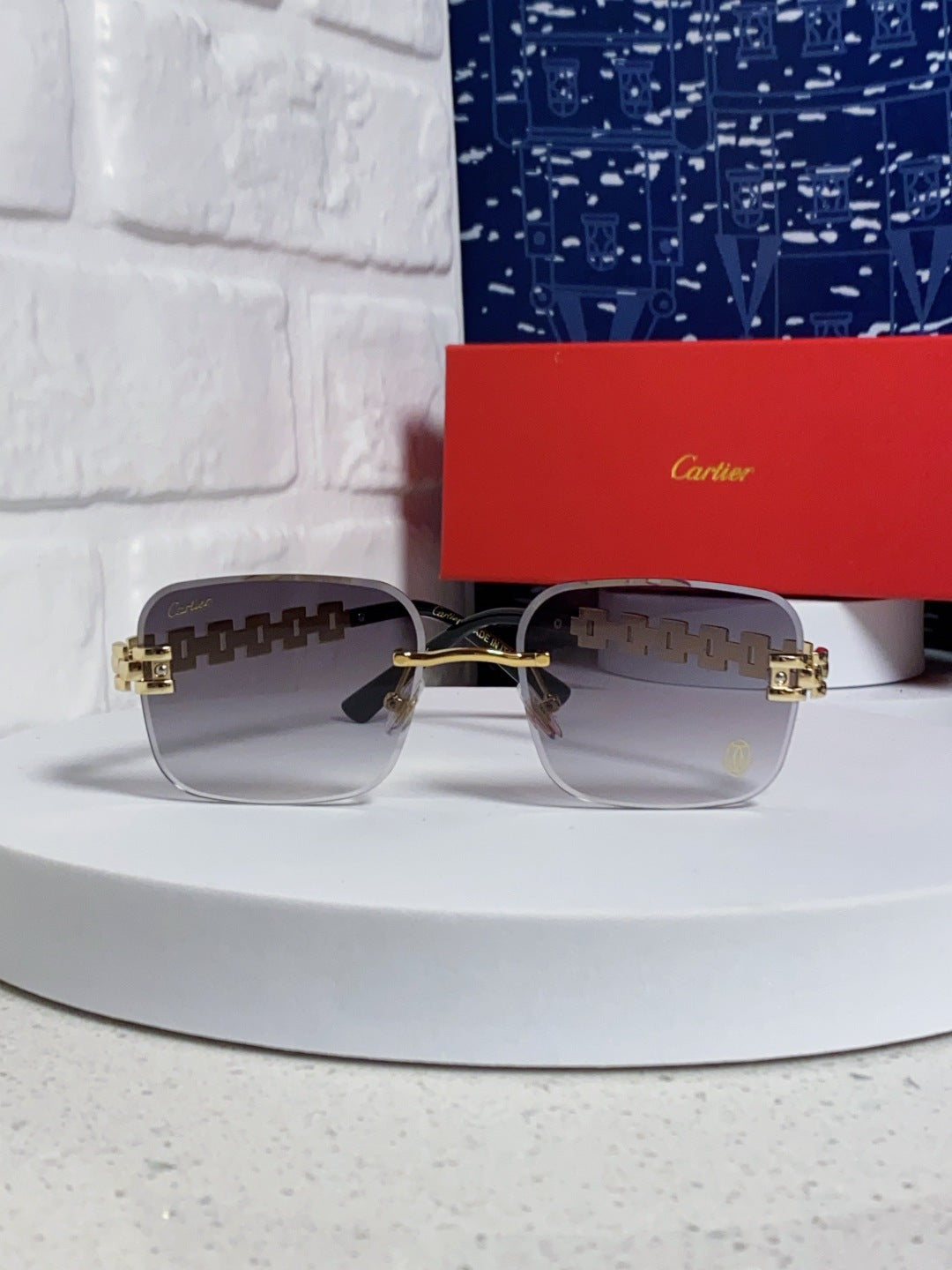 Cartier Lightweight Rimless Silver Lens Sunglasses for Men & Women - 415884 - detail image 2