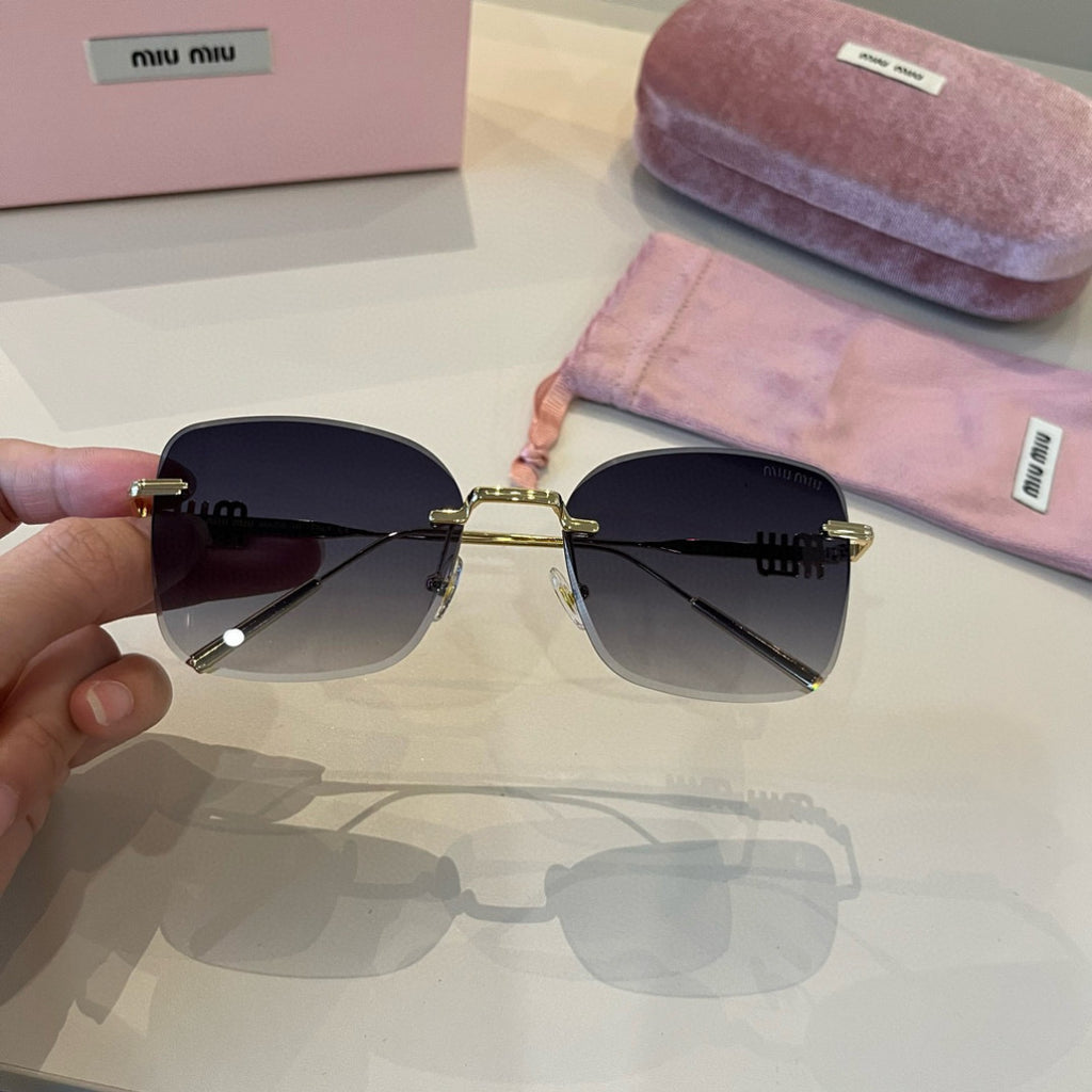 Miu Miu Lightweight Rimless Silver Lens Sunglasses for Women - 372413 - detail image 5